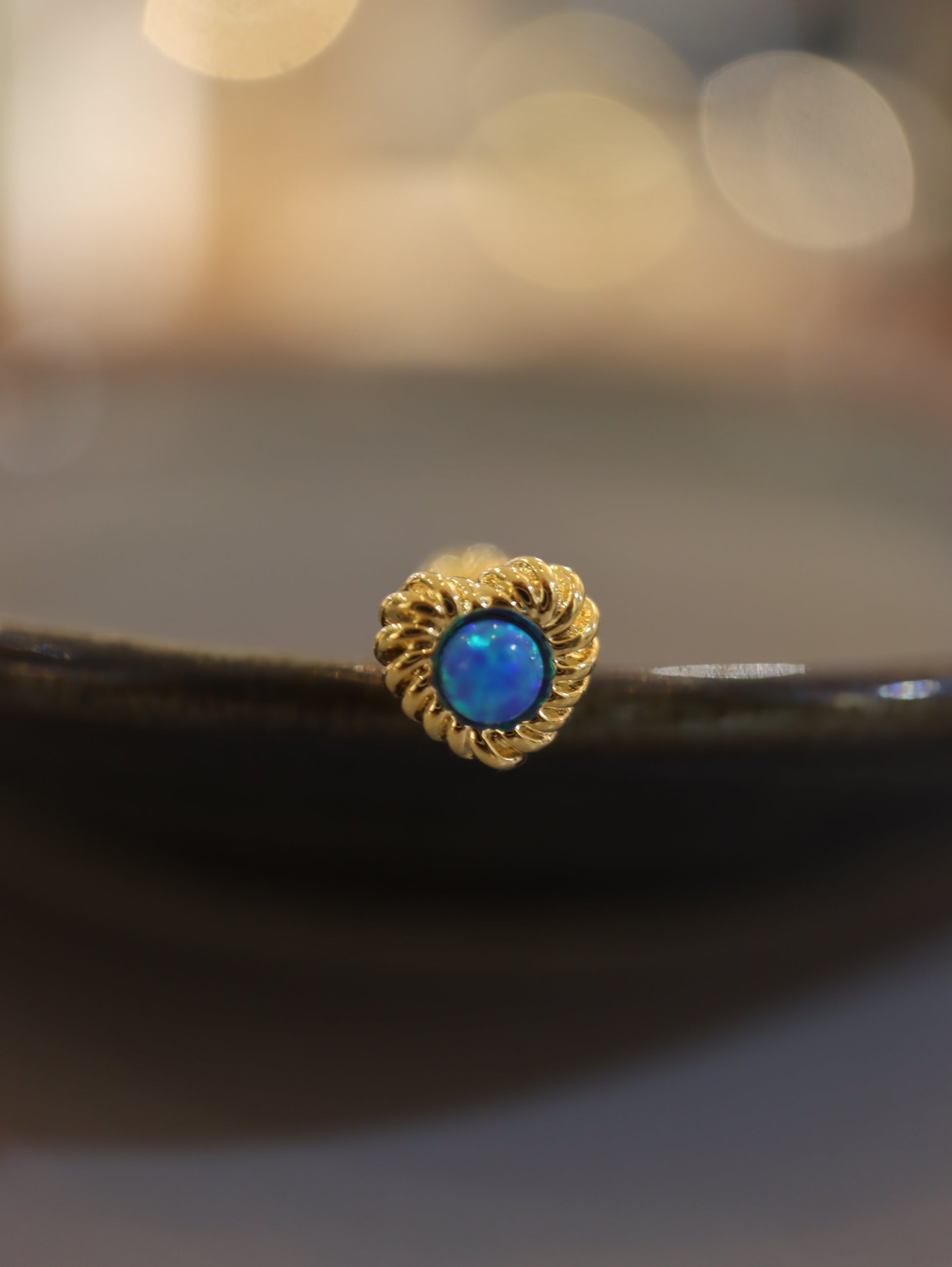 Heart and Opal surgical steel 316 stud earring piercing