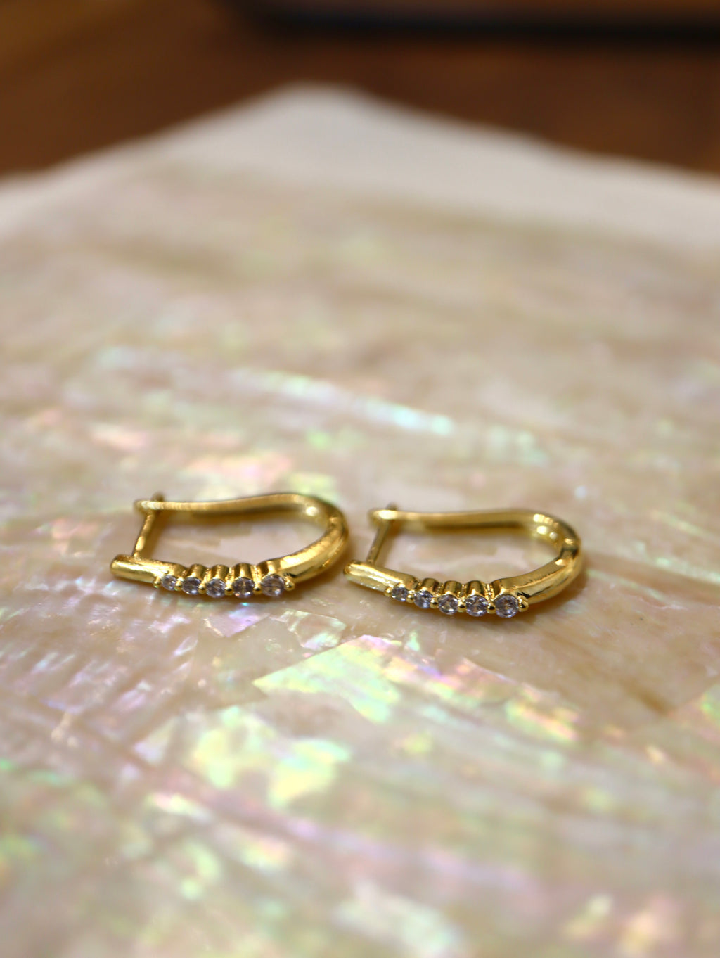 U shape hoop cz earrings