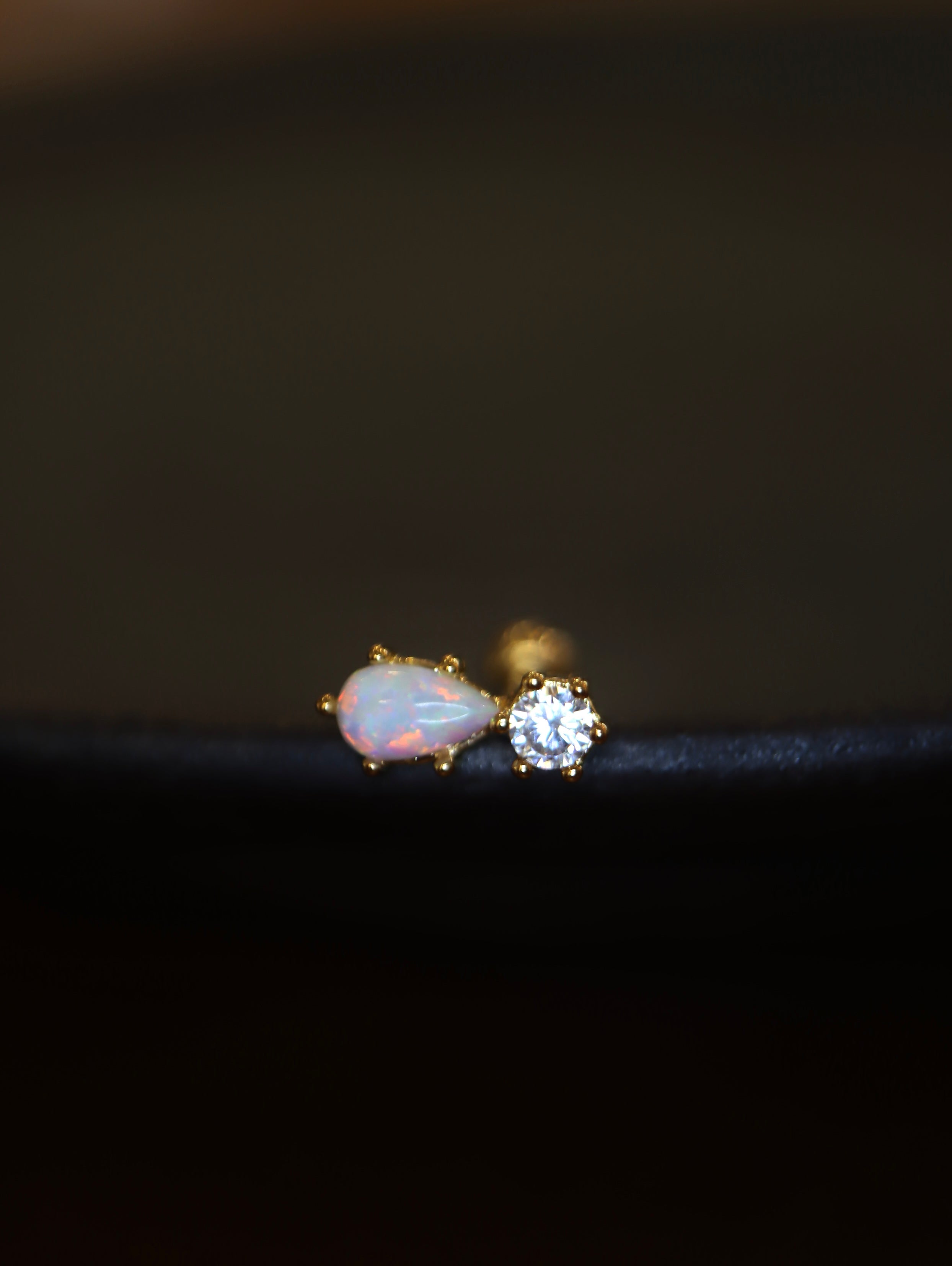 Aura Teardrop Opal Stud 925 silver earrings