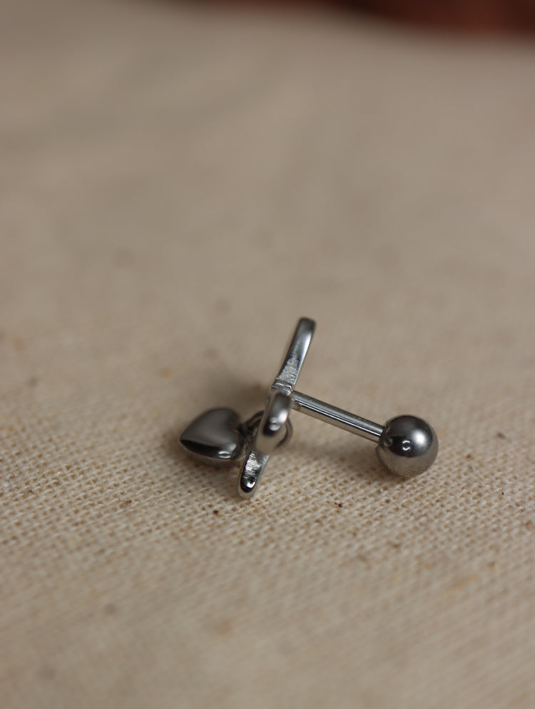 Ribbon surgical steel piercing (heart/pearl)