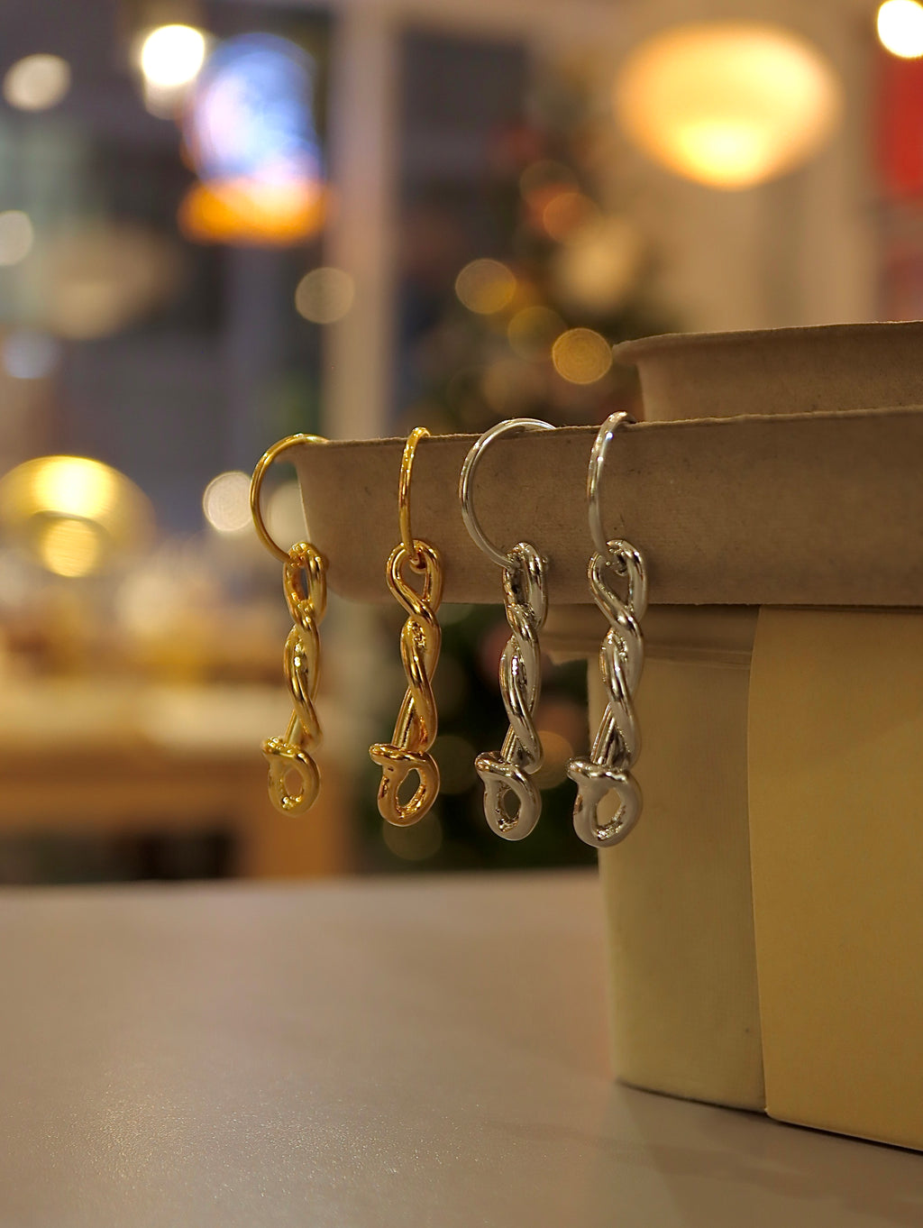 Drop knot twisted earrings