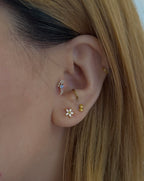 Flower cz surgical steel earring piercing