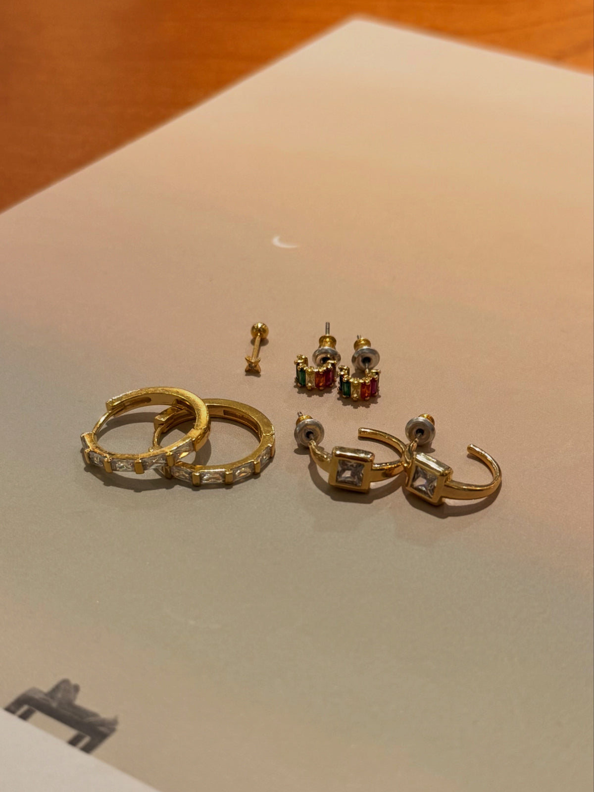 Mini rainbow brass earrings