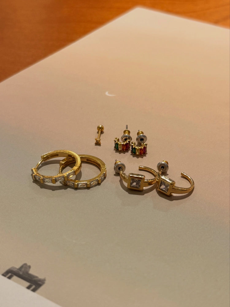 Mini rainbow brass earrings
