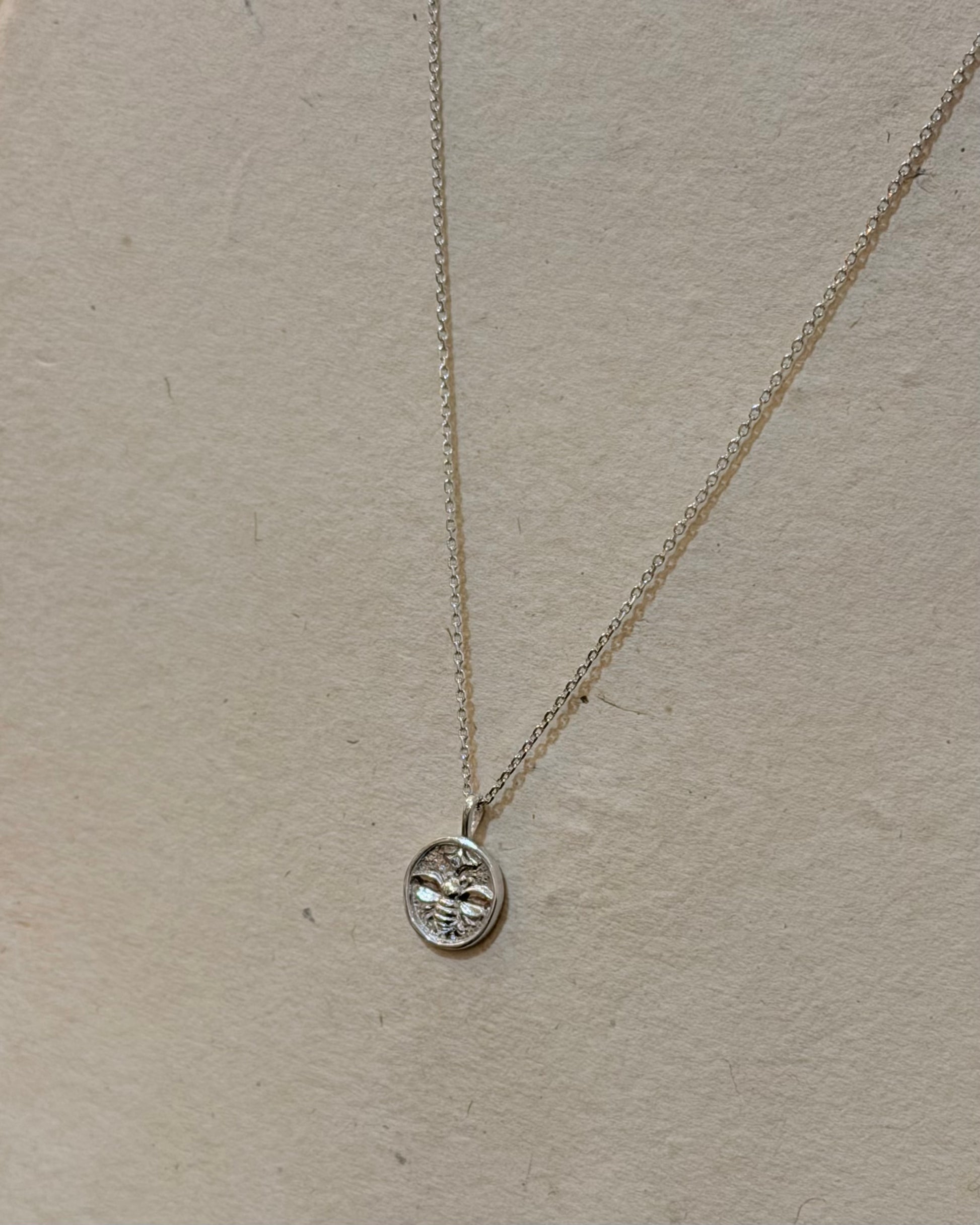 Bee coin 925 silver necklace