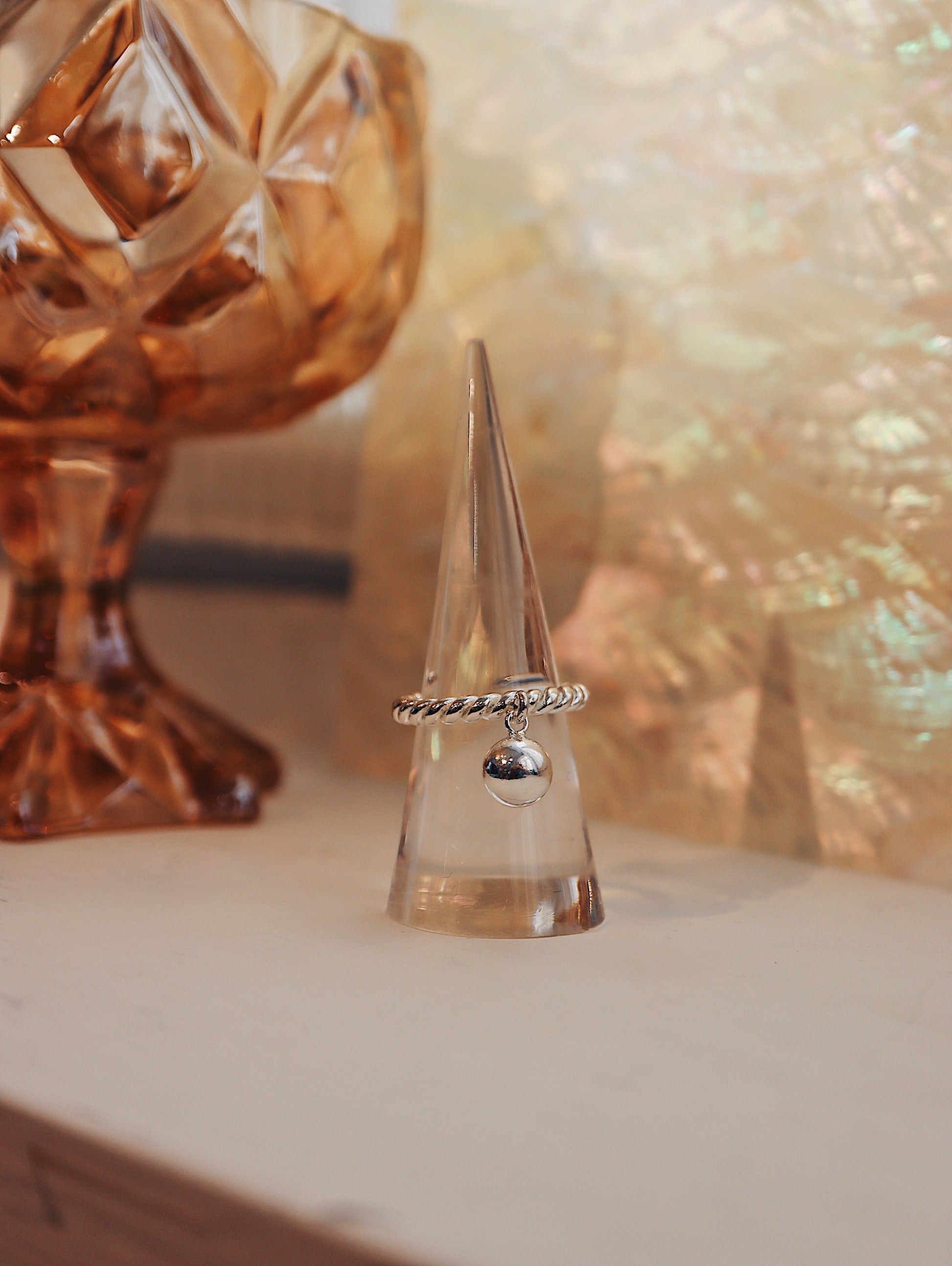 Drop ball 925 silver ring