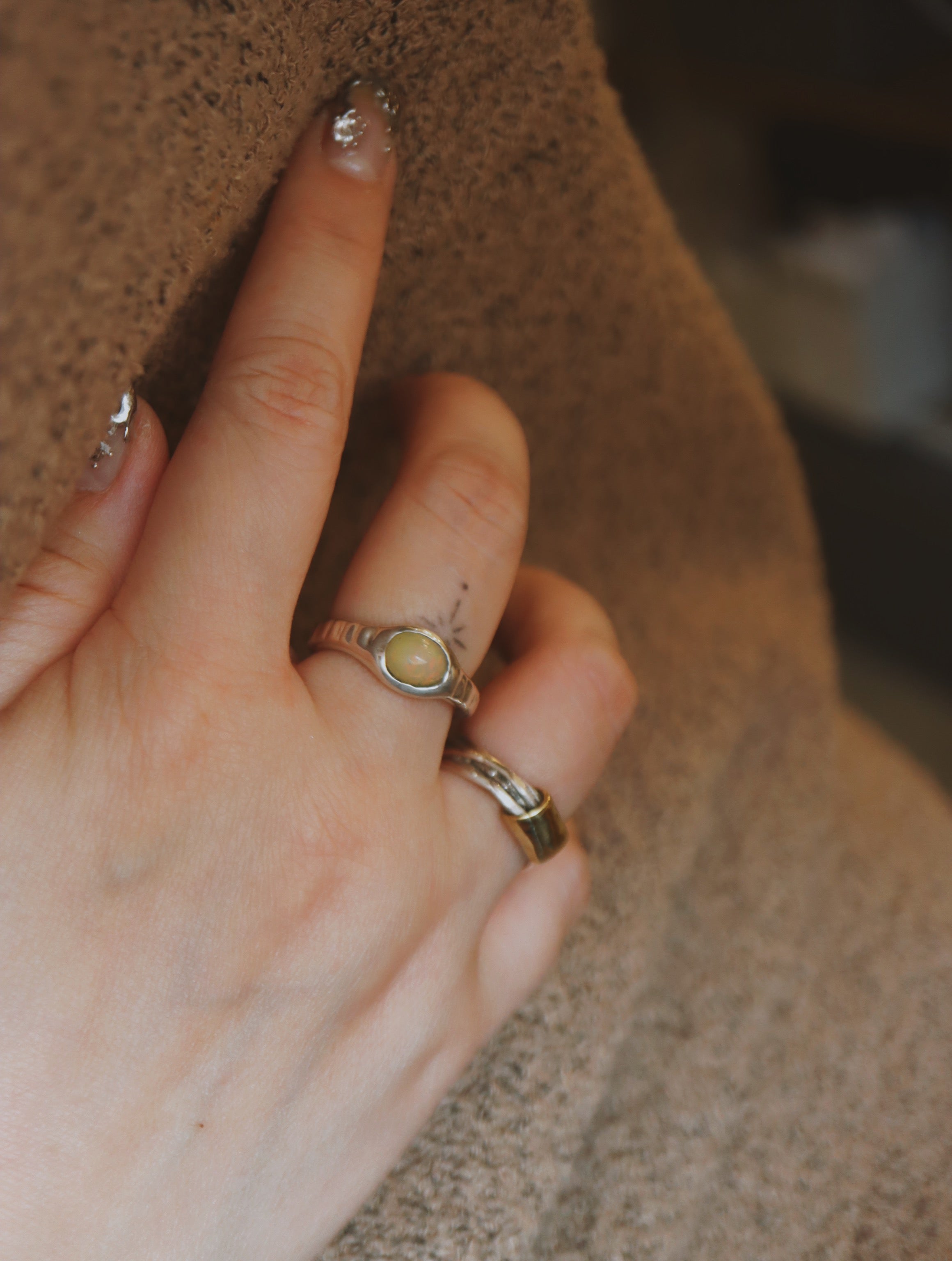 Sterling Silver Hand crafted Ethiopian Opal Ring