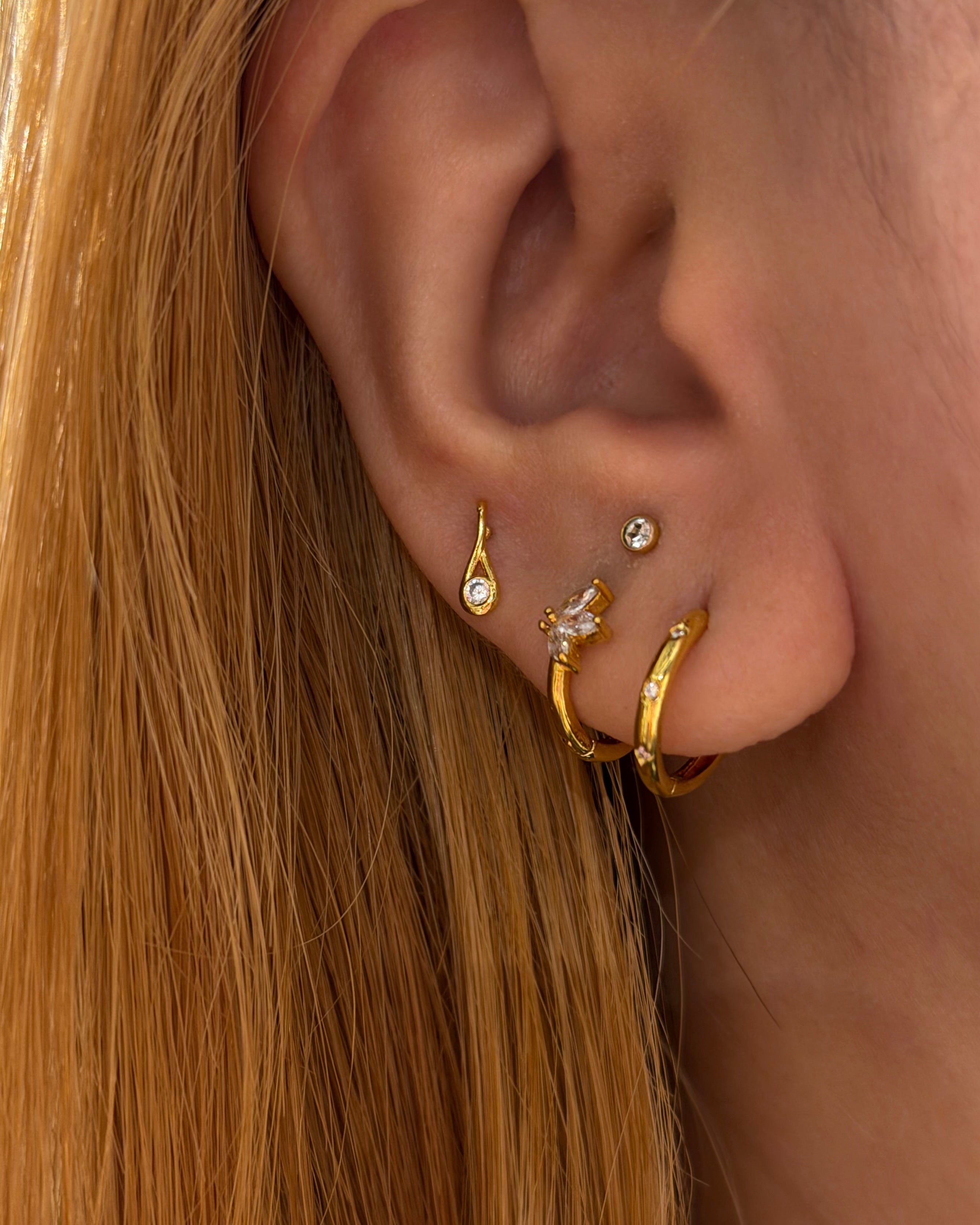Star stud cz hoop earrings