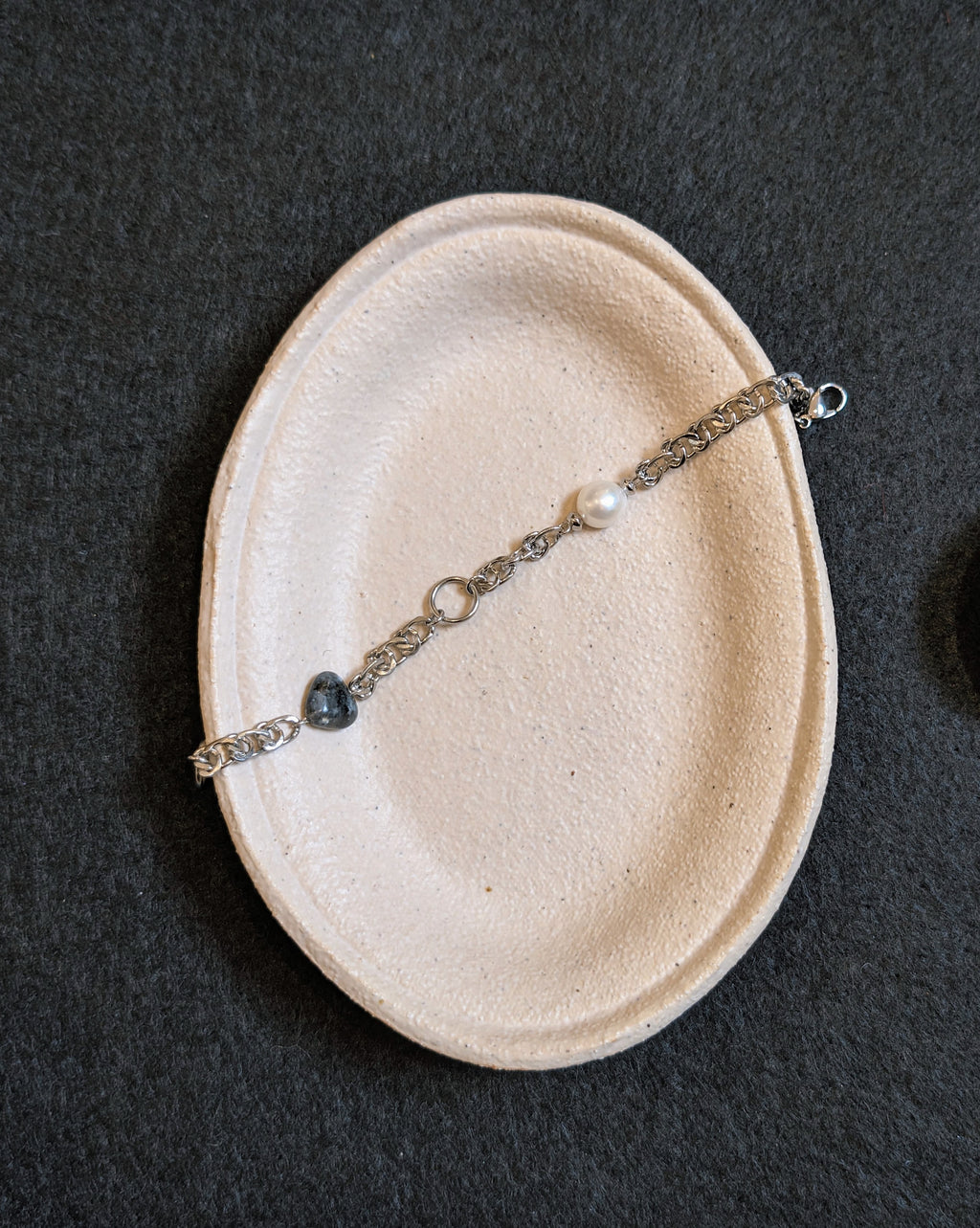 Heart & pearl stainless steel bracelet
