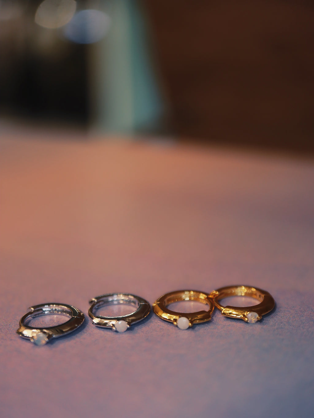 Moonstone mini huggie hoop earrings