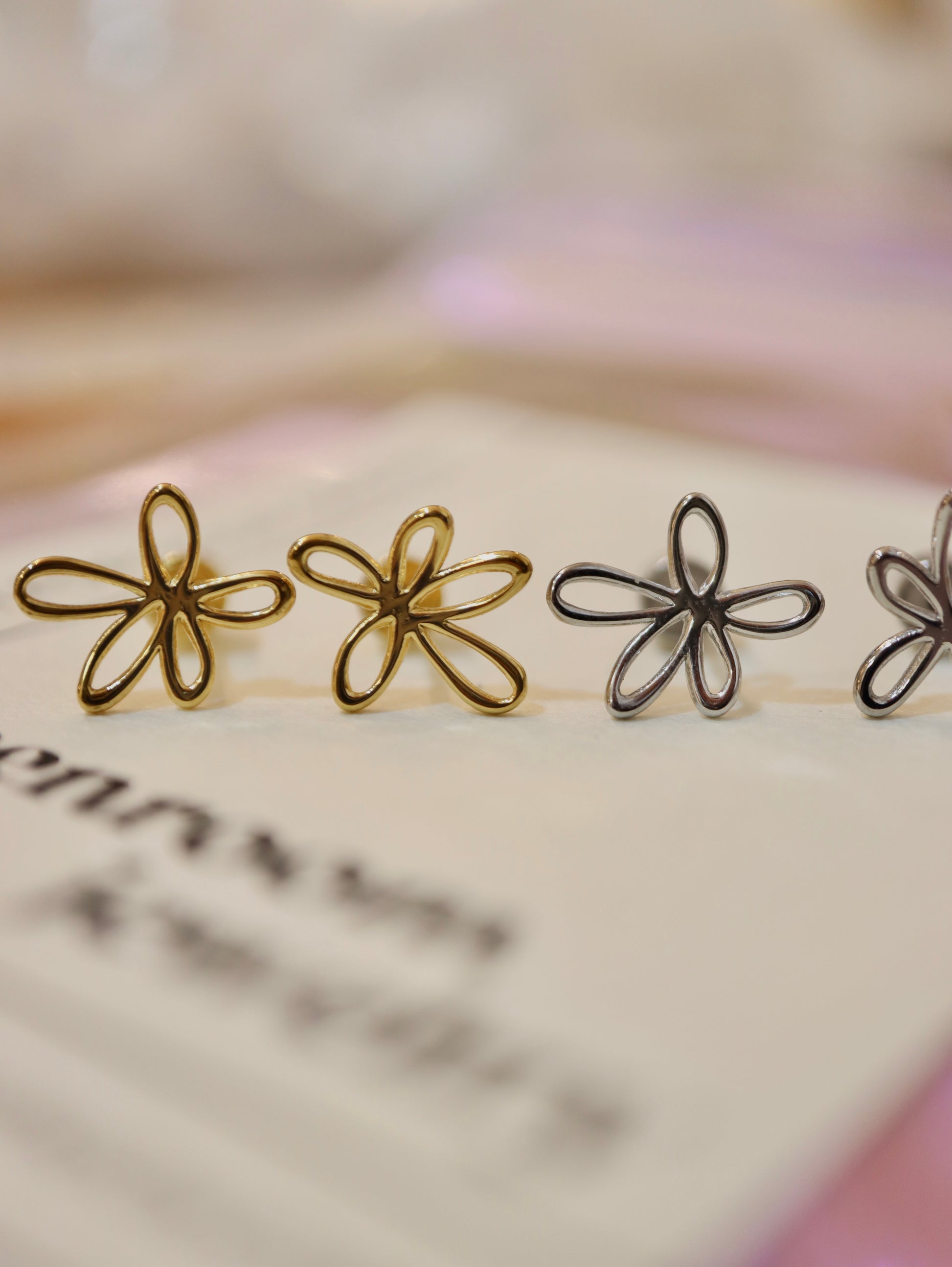 Floral stainless steel earrings