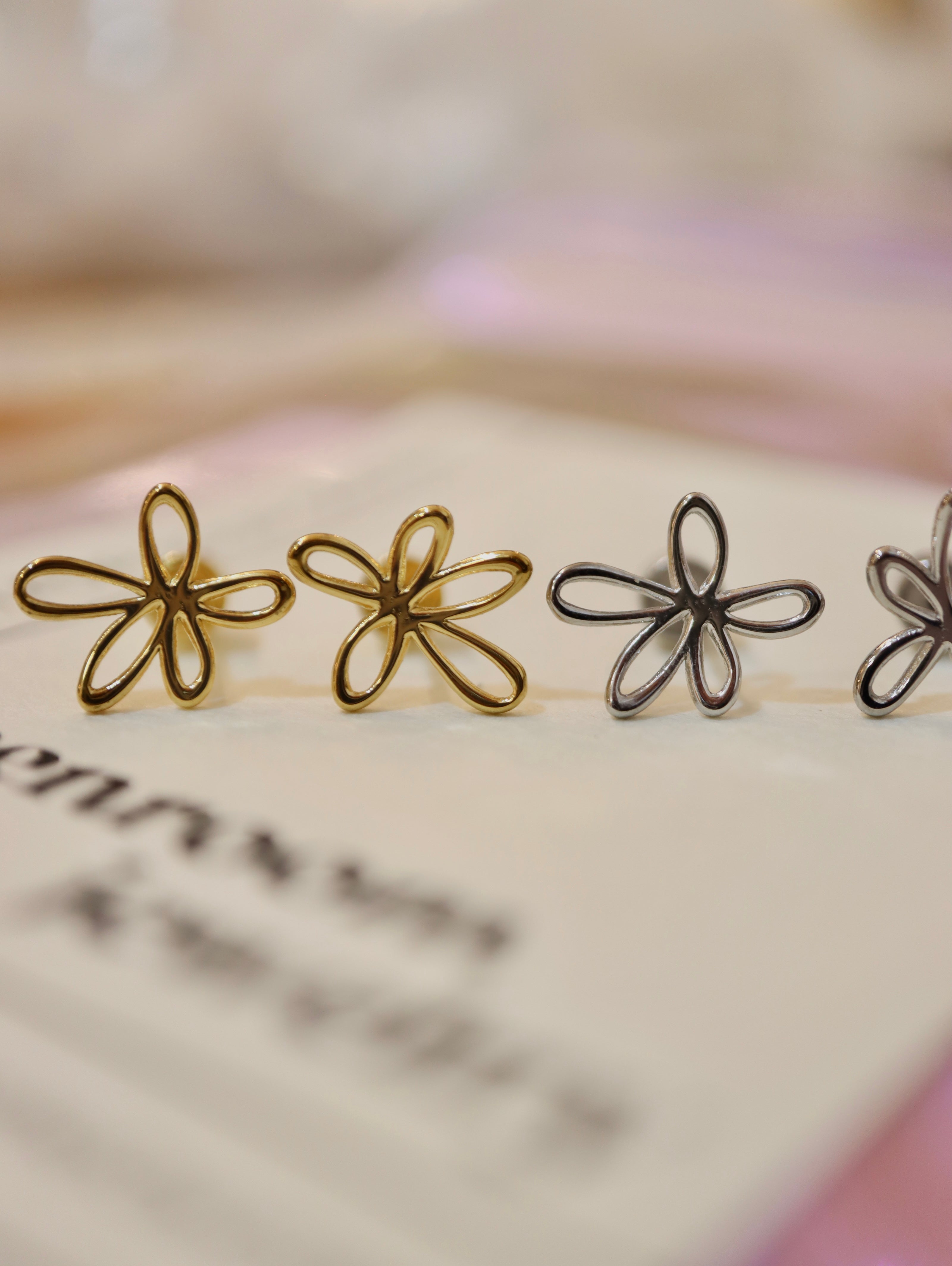 Floral stainless steel earrings