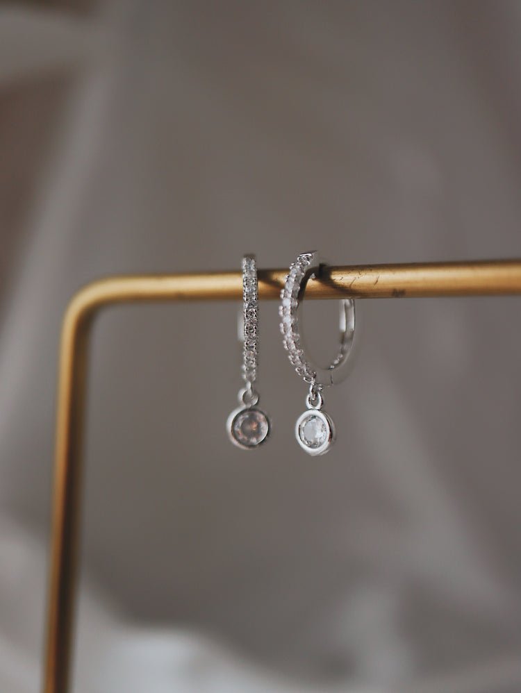 Hoop drop cz silver 925 earrings