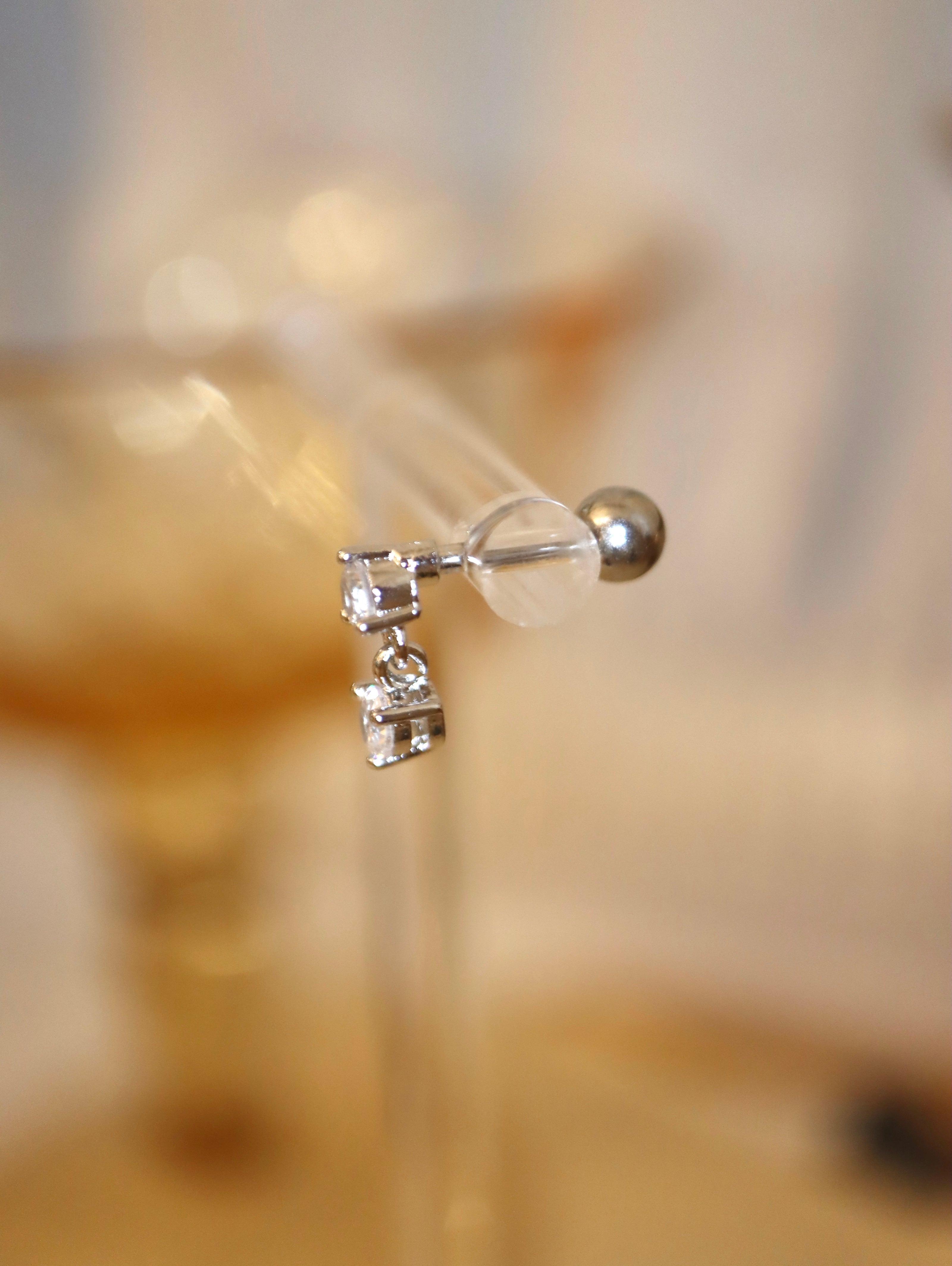 Double cz surgical steel piercing (1pc)