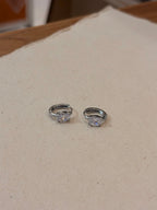Oval cz stainless steel earrings