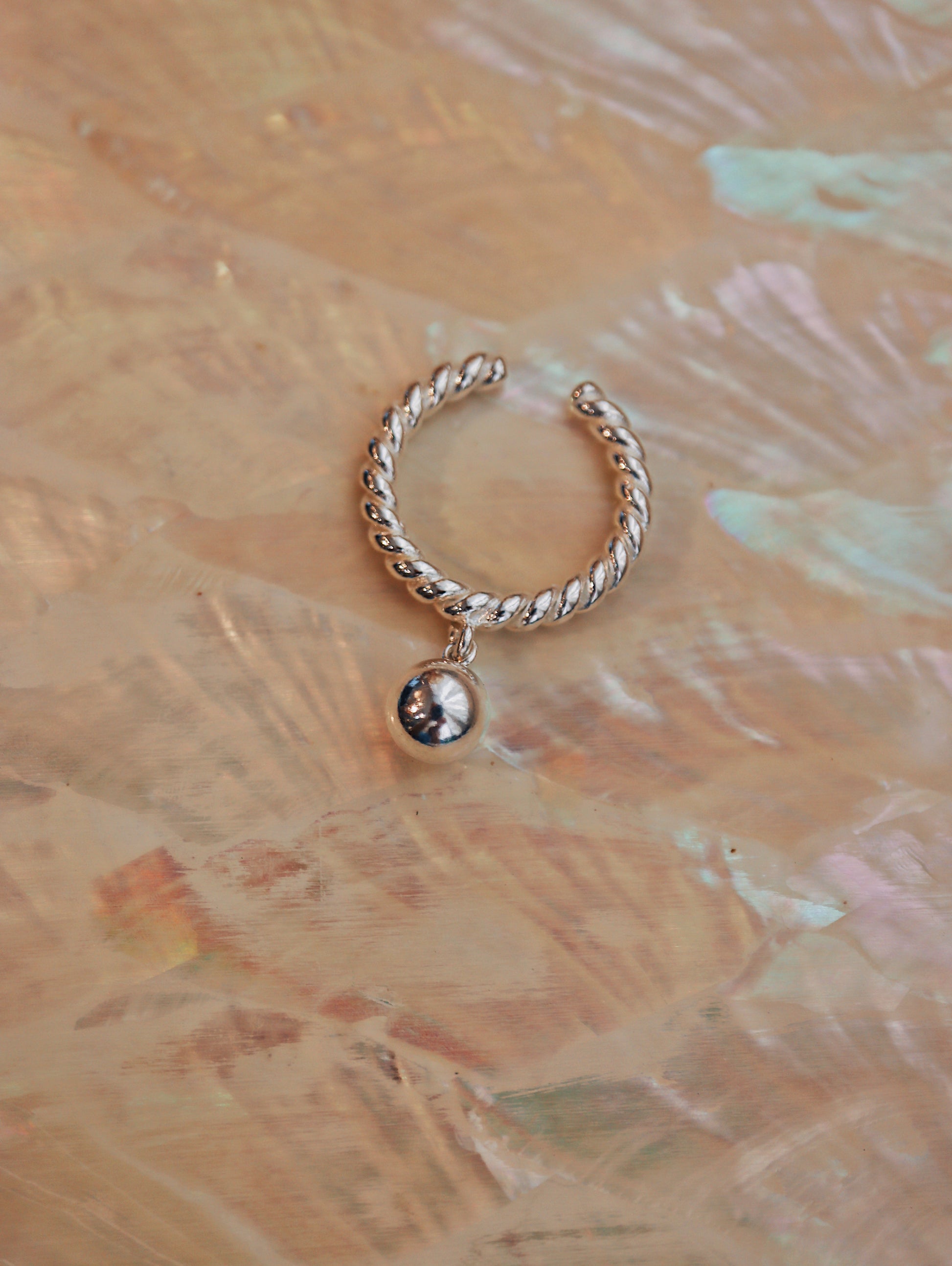 Drop ball 925 silver ring