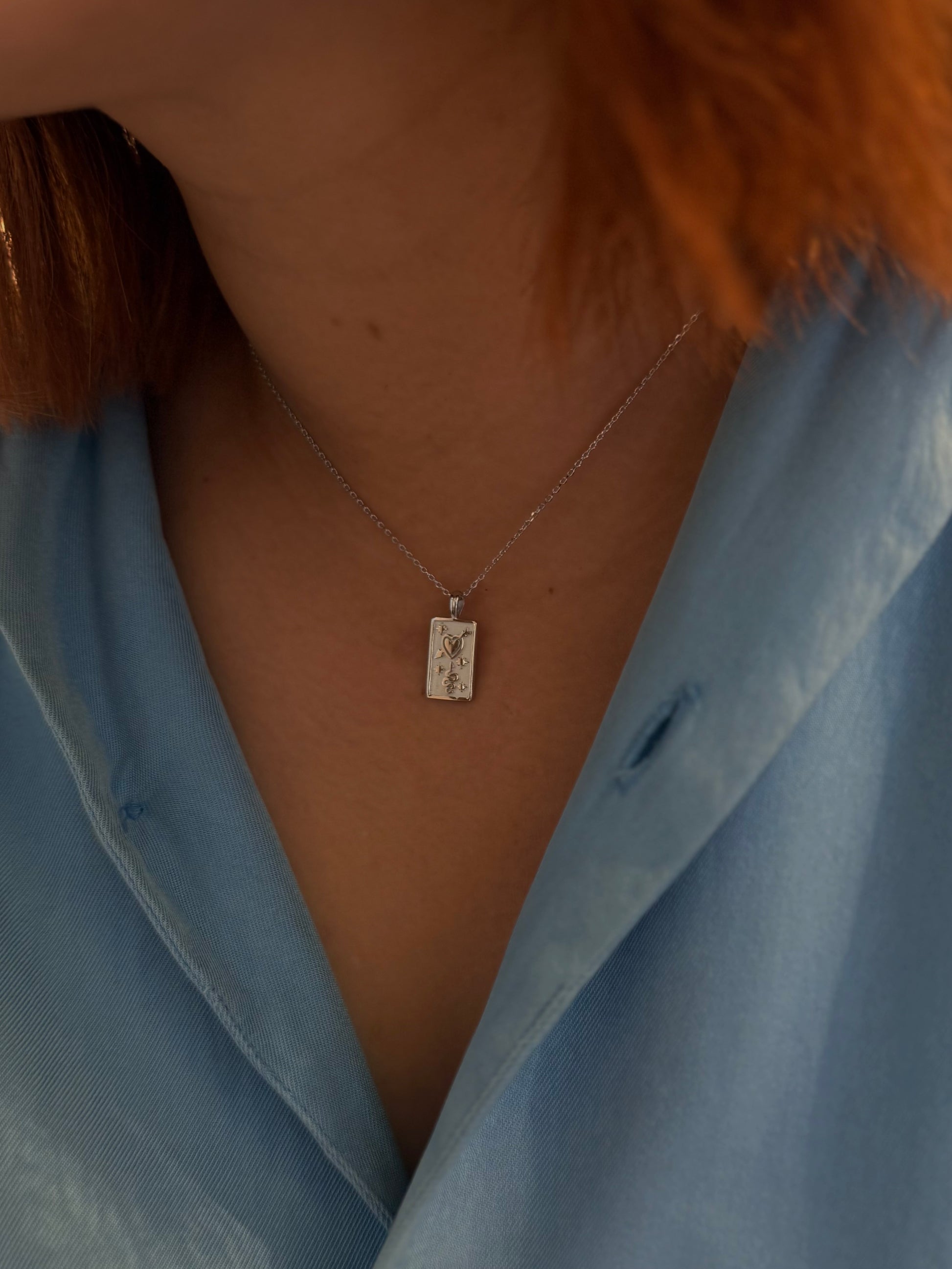 Heart & Snake Rectangular Coin Necklace