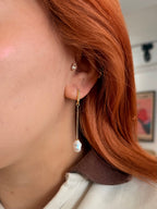 Long drop pearl earrings