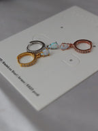 Opal cz S925 hinged hoop earrings