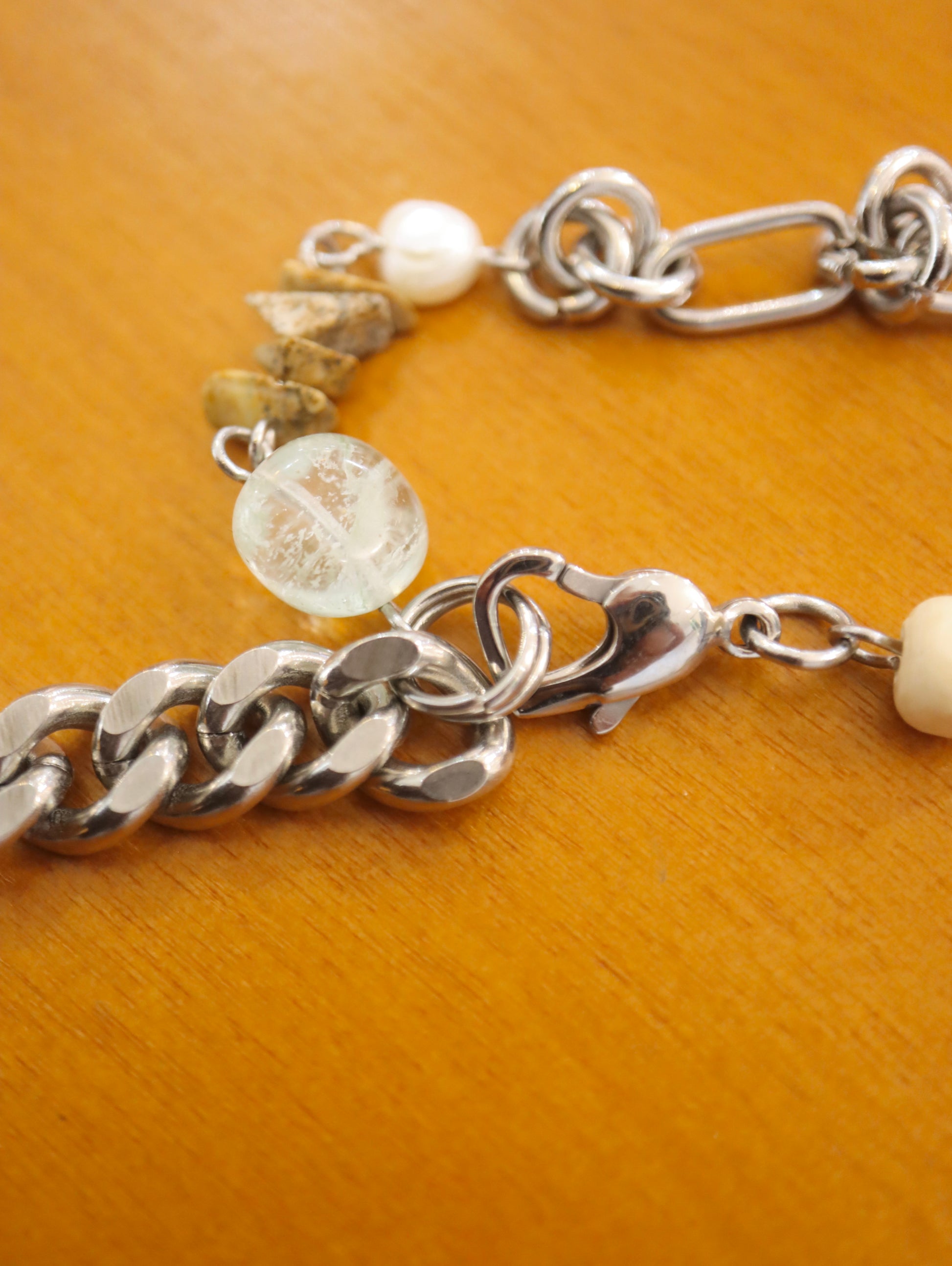 Mixed stone stainless steel bracelet