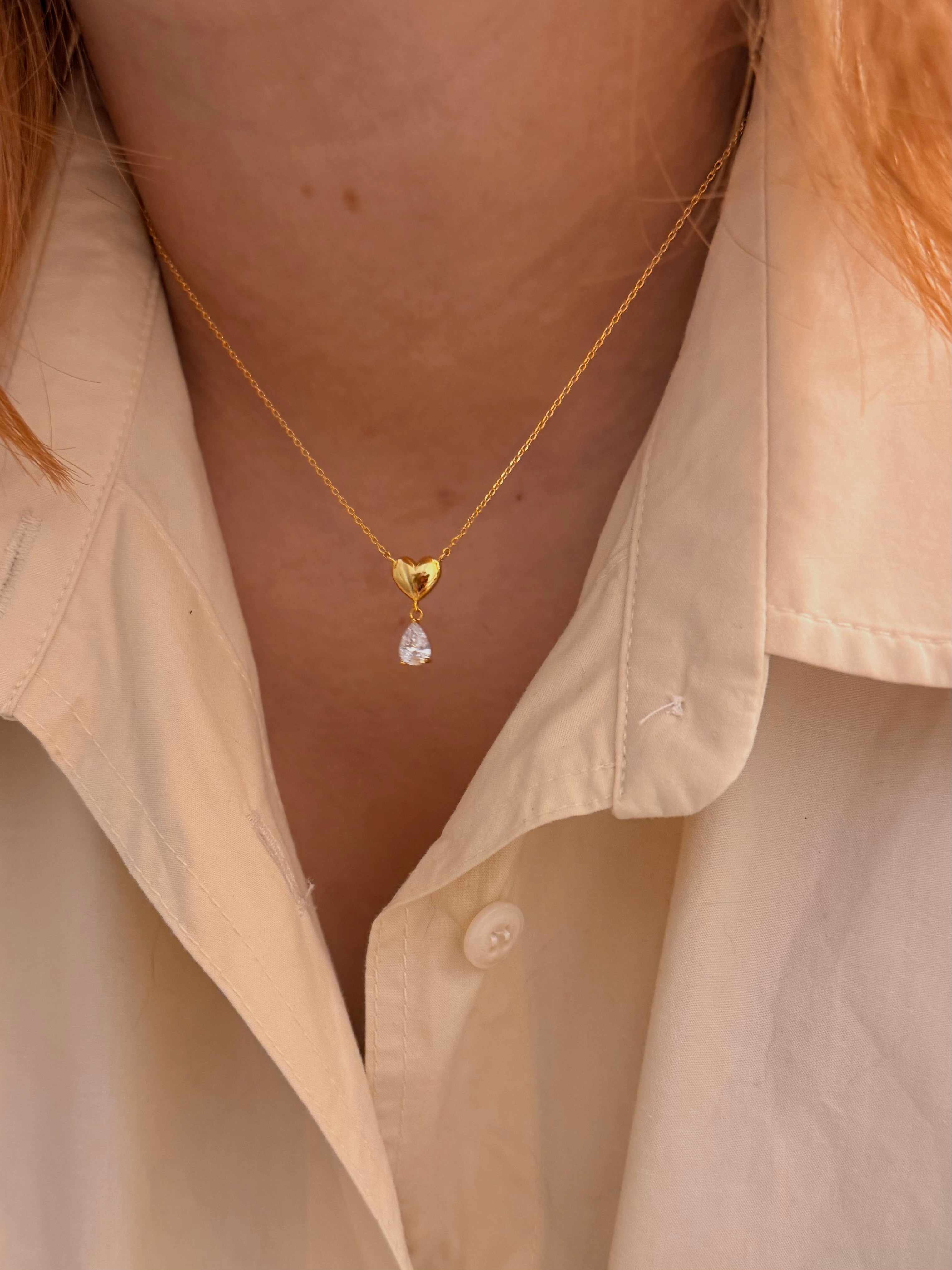 Beloved drop brass necklace