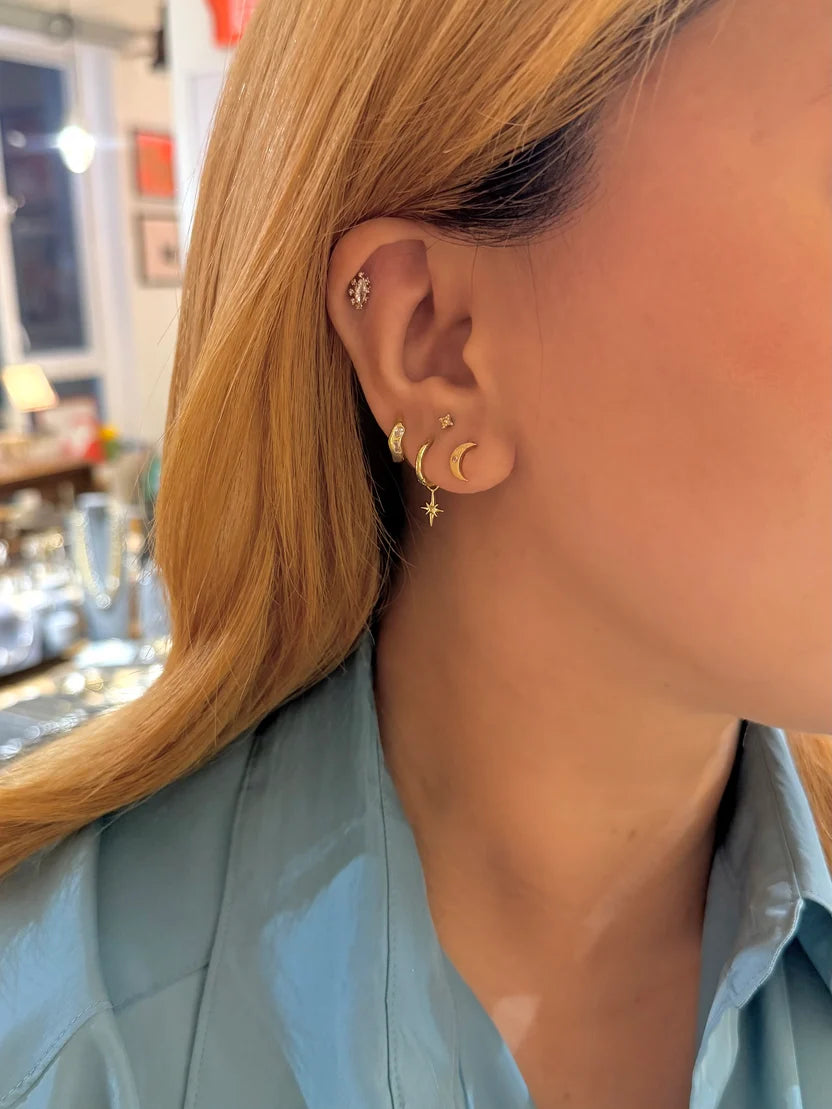 Wavelet CZ Hinged Hoop Earrings