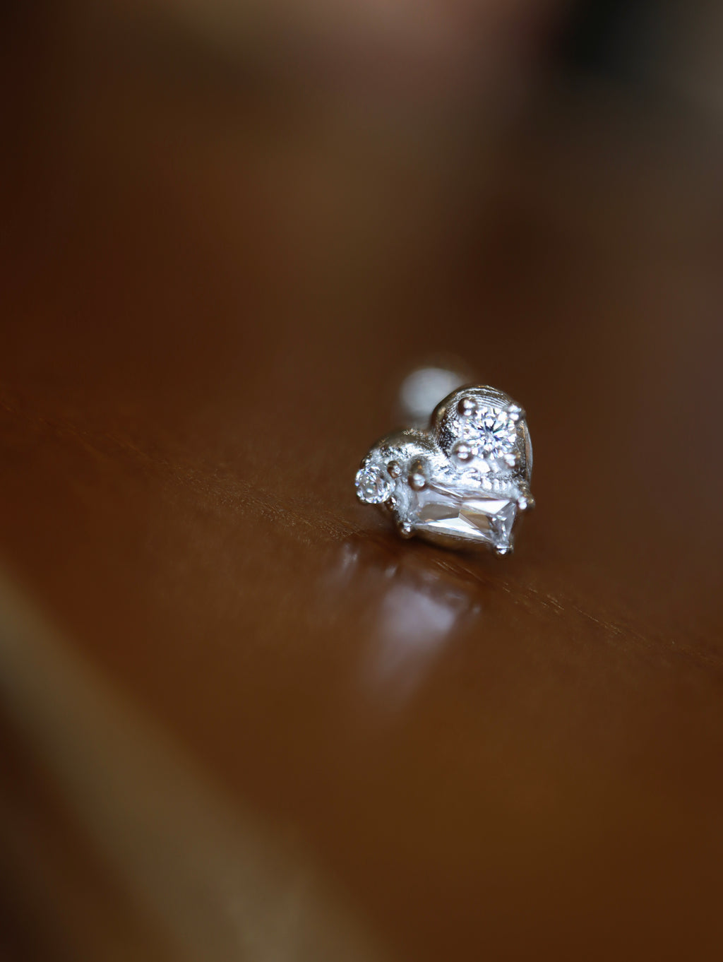 Heart cz stud 925 silver piercing