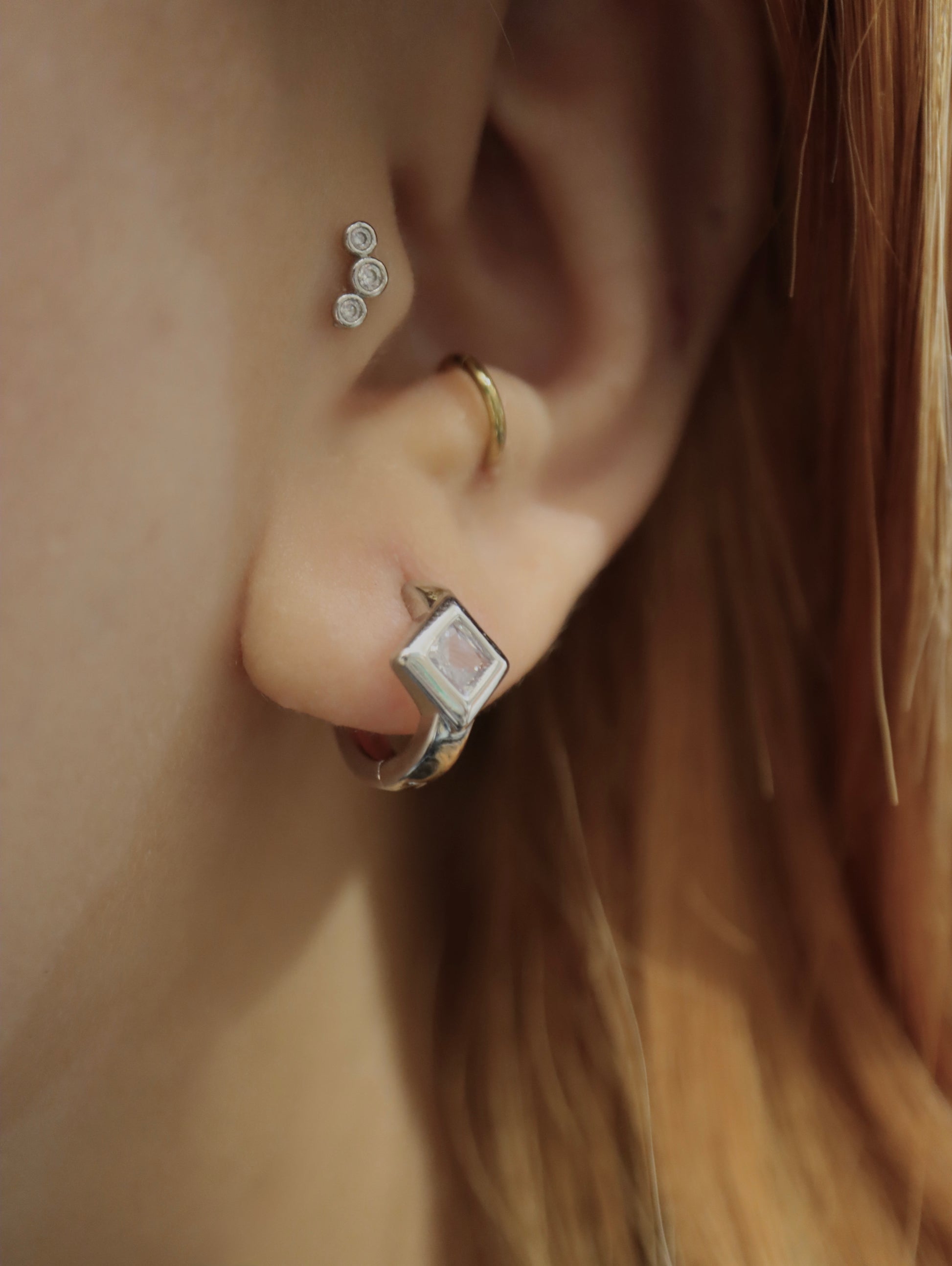 Rhombus CZ hoop earrings