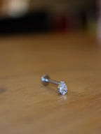 Titanium G23 Pear cut stud flat back piercing earring (1pc)
