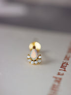 Opal cz Silver 925 flat back piercing (1pc)