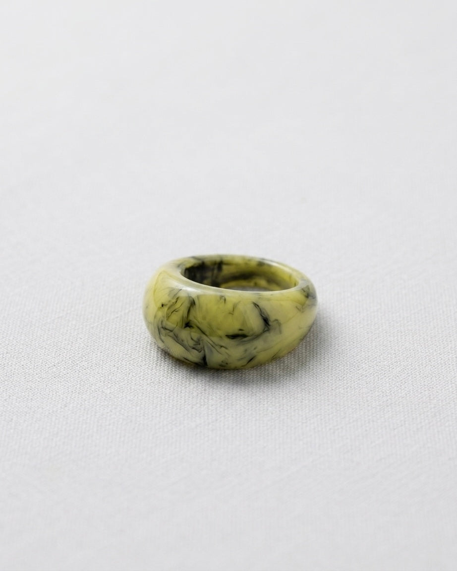 Marble pattern chunky resin unisex ring