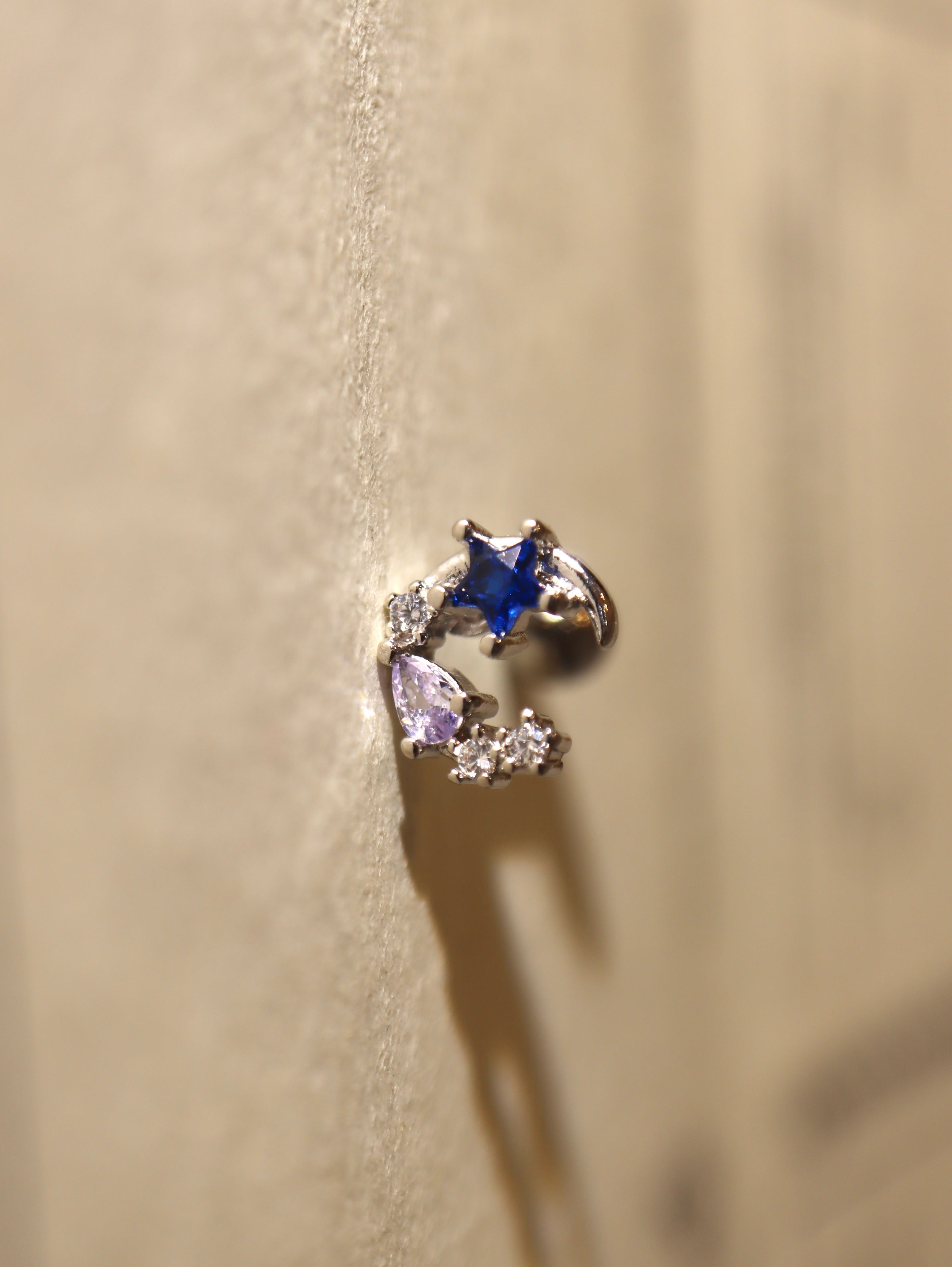 Crescent star stud surgical steel piercing (1pc)