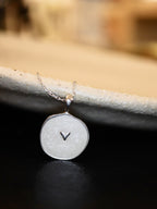 Chevron Disc Pendant 925 Silver Necklace