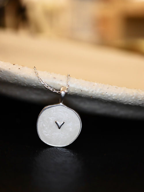 Chevron Disc Pendant 925 Silver Necklace