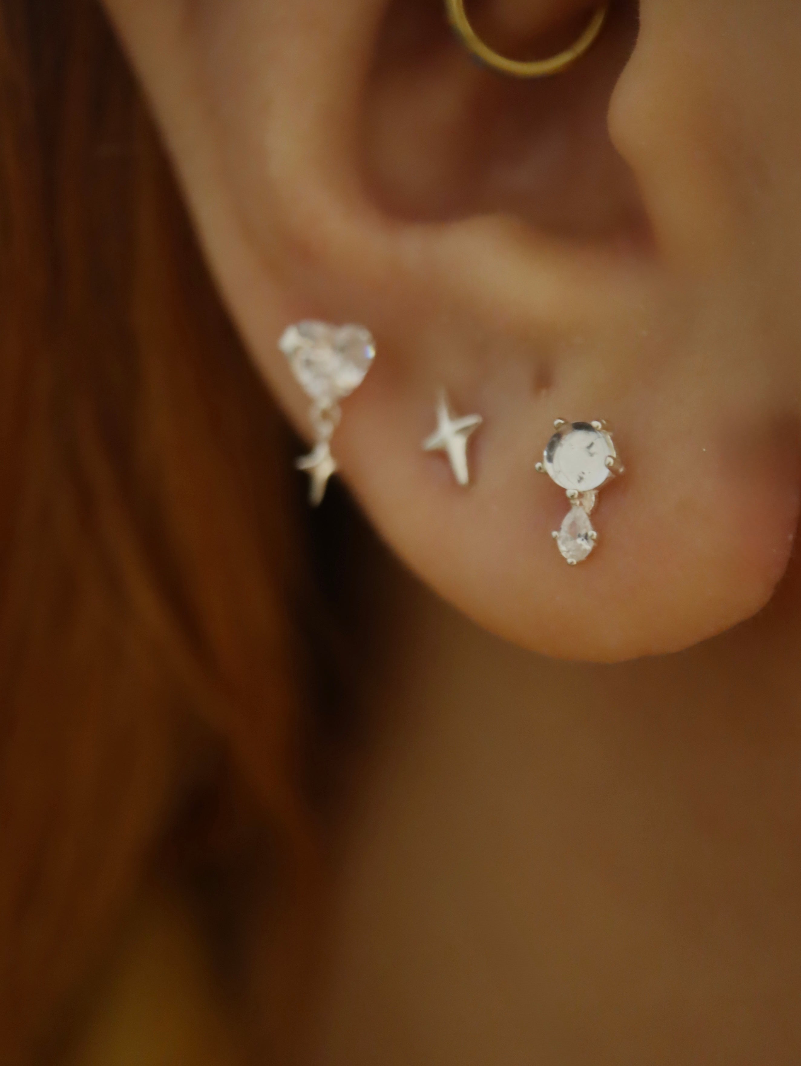 Glow Drop Stud 925 silver Earring Piercing (1pc)