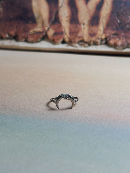 Crescent moon cz ring