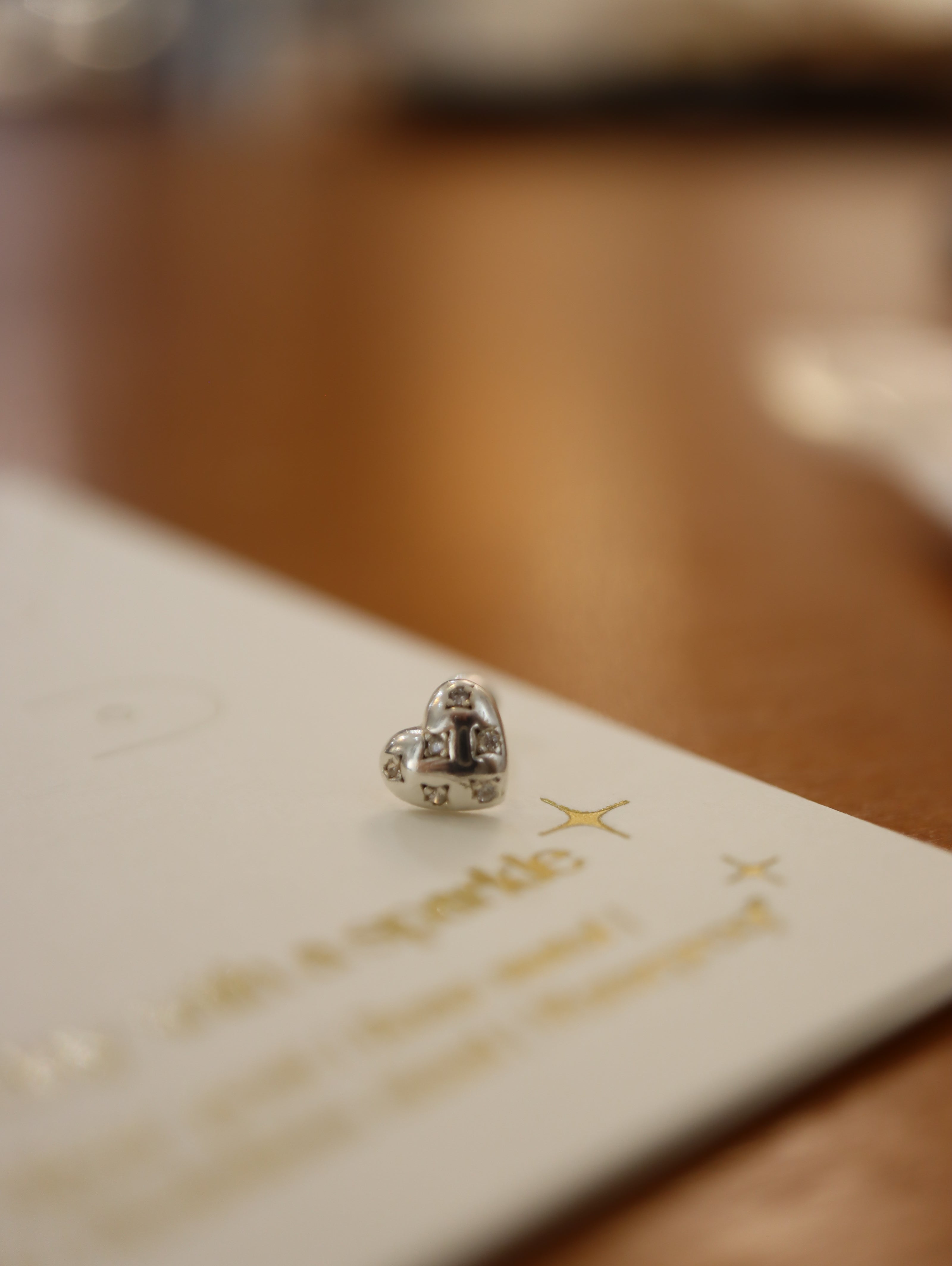 Stud cz heart Silver 925 piercing