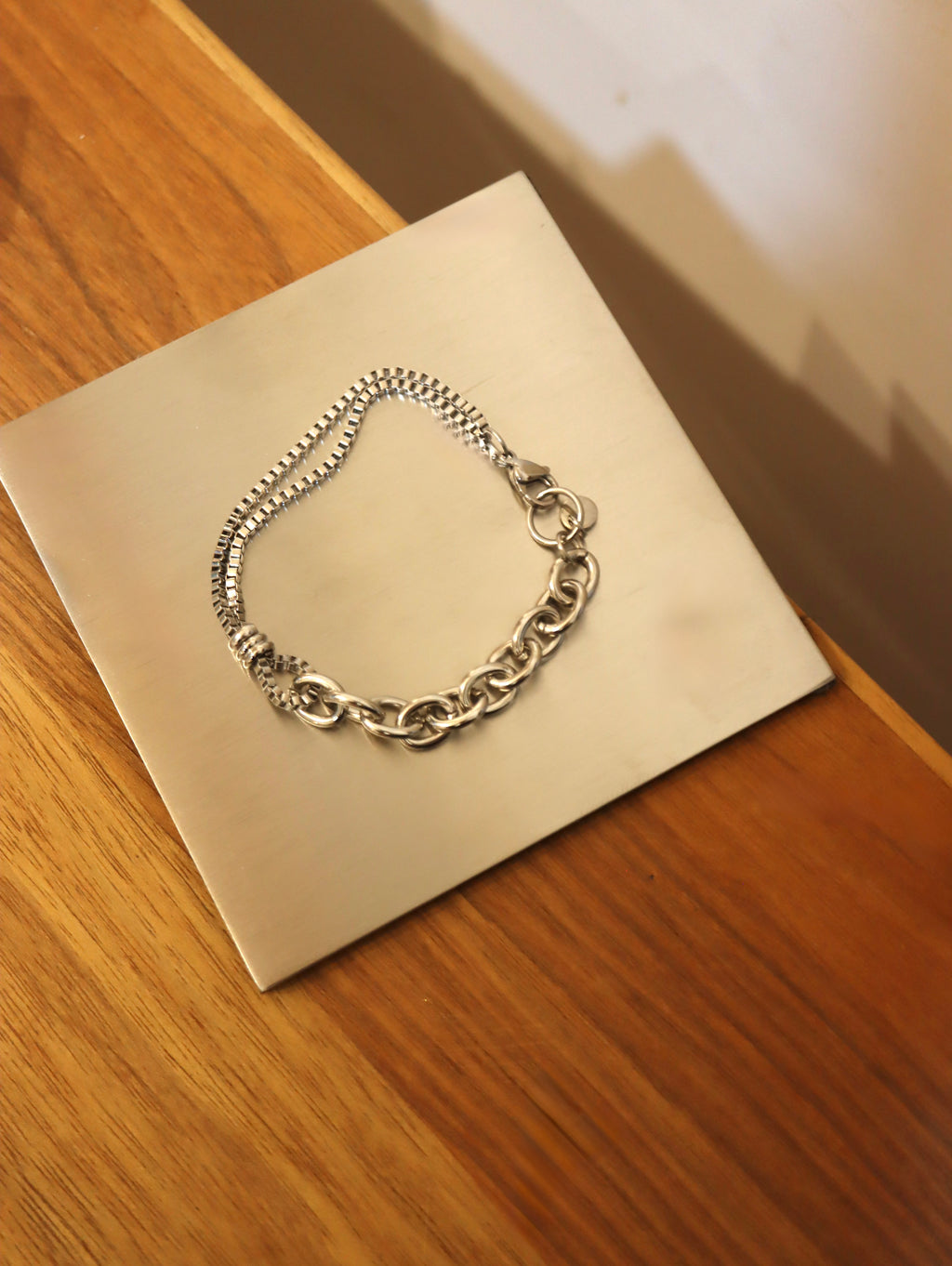 Interlock chain stainless steel bracelet