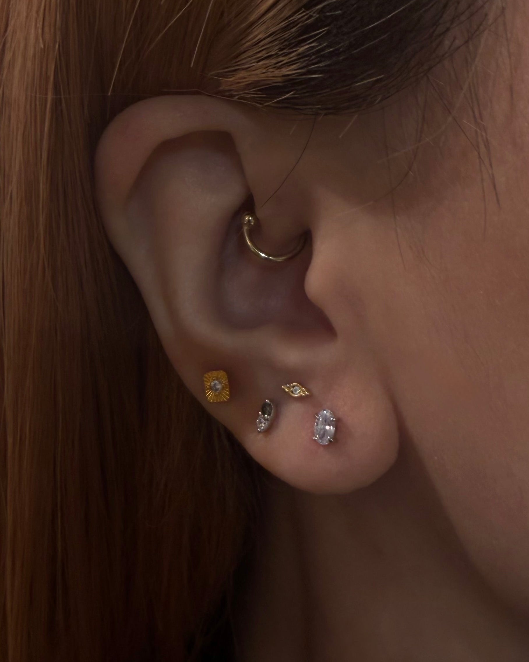 Oval cz 925 silver piercing stud