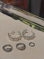 Wavy striped silver925 earrings