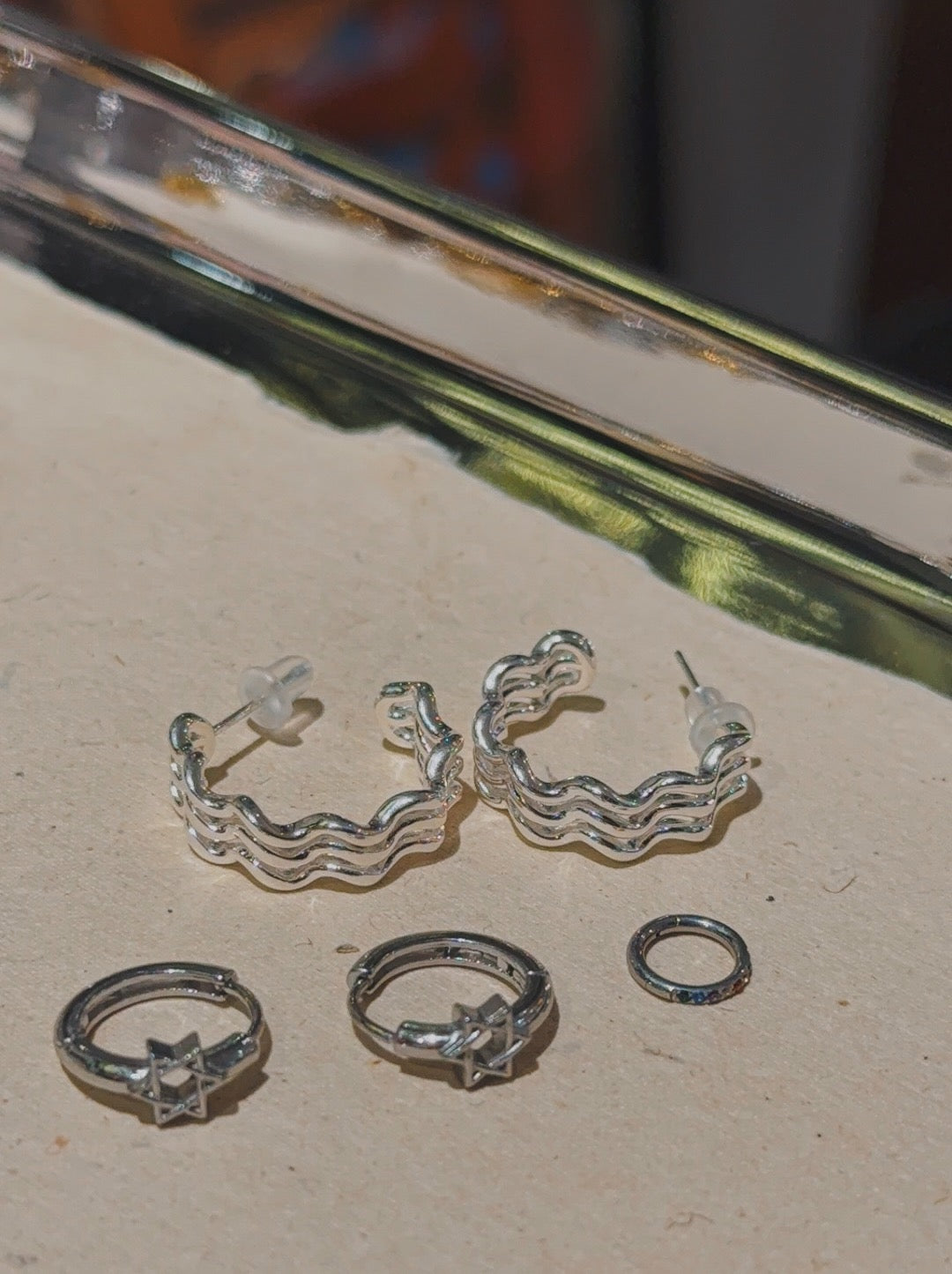 Wavy striped silver925 earrings