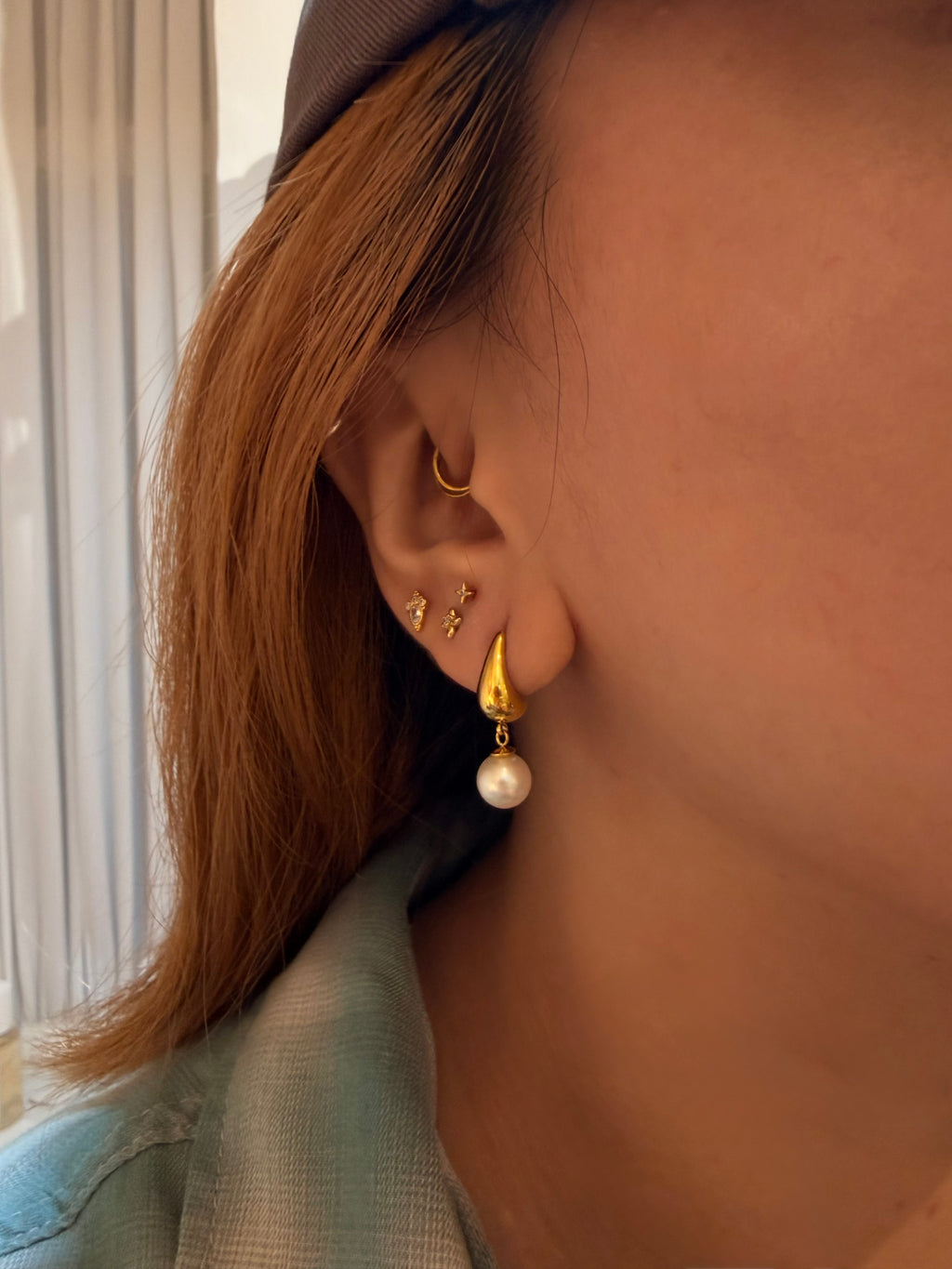Drop pearl stainless steel earrings