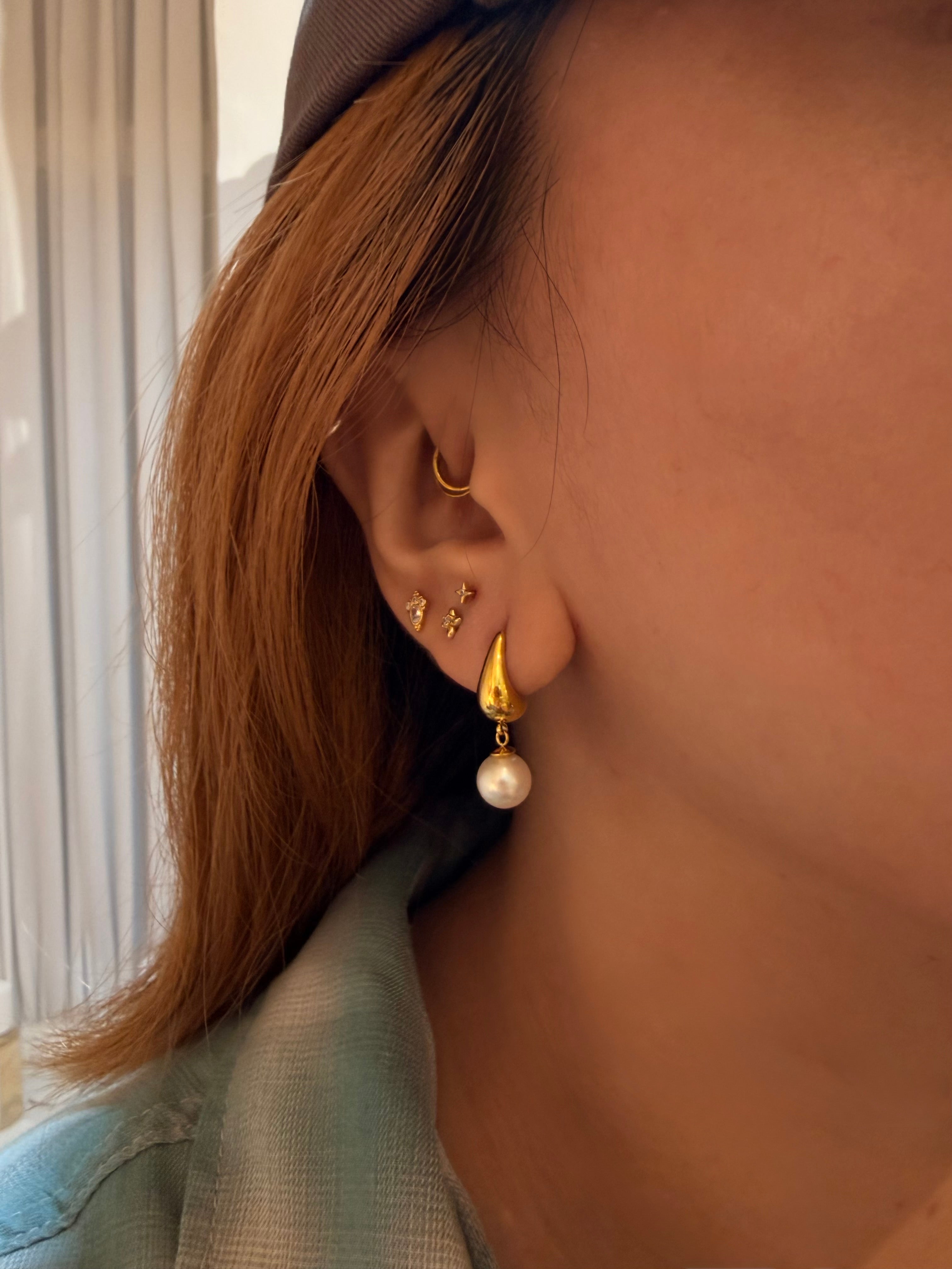 Drop pearl stainless steel earrings