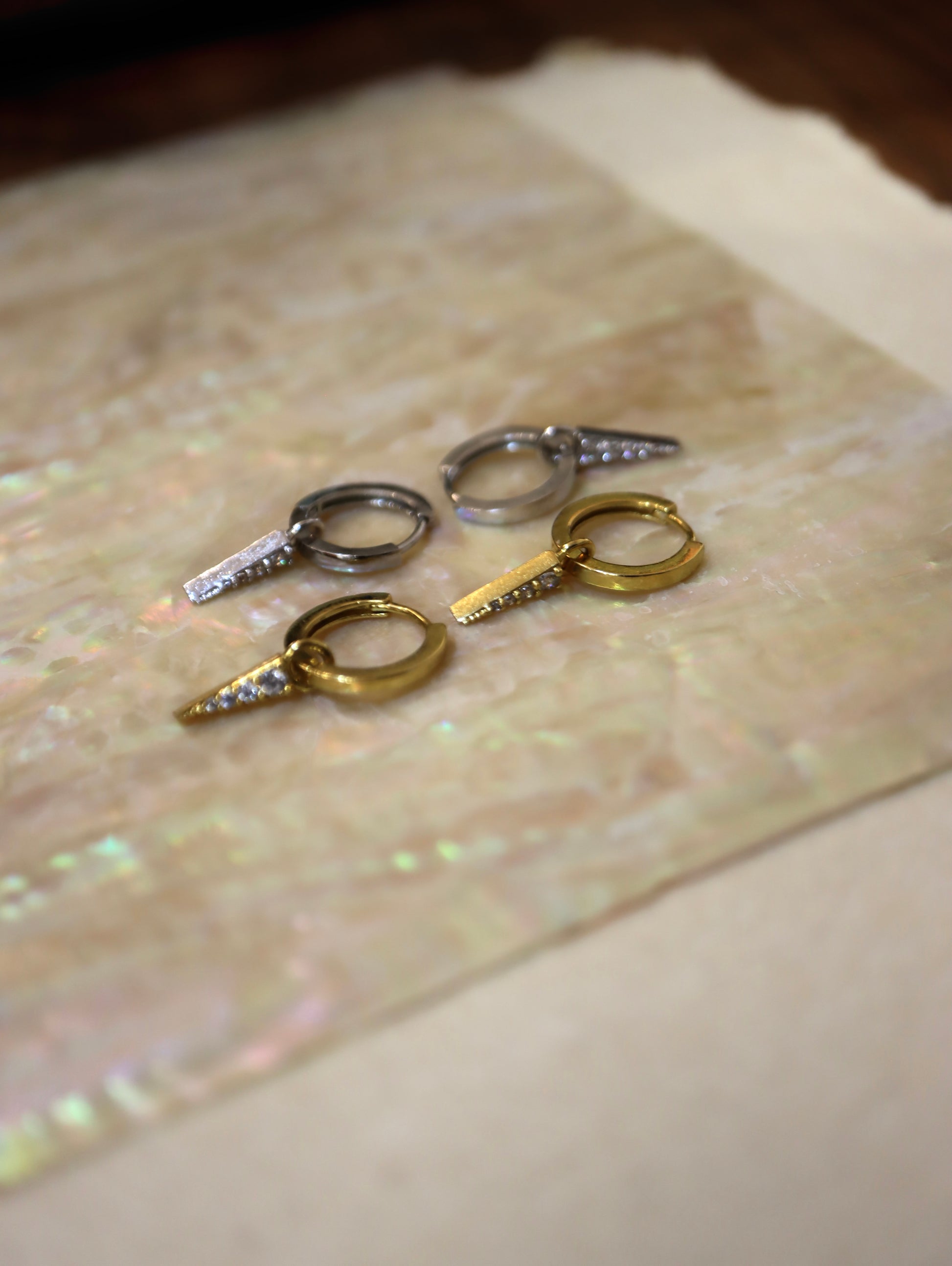 Inverted Triangle CZ Hoop Earrings