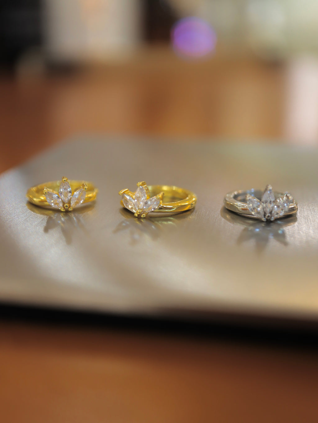 Triple marquise cz hinged hoop earrings