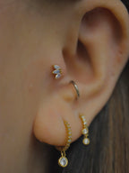 Opal lotus flat back s925 piercing (1pc)