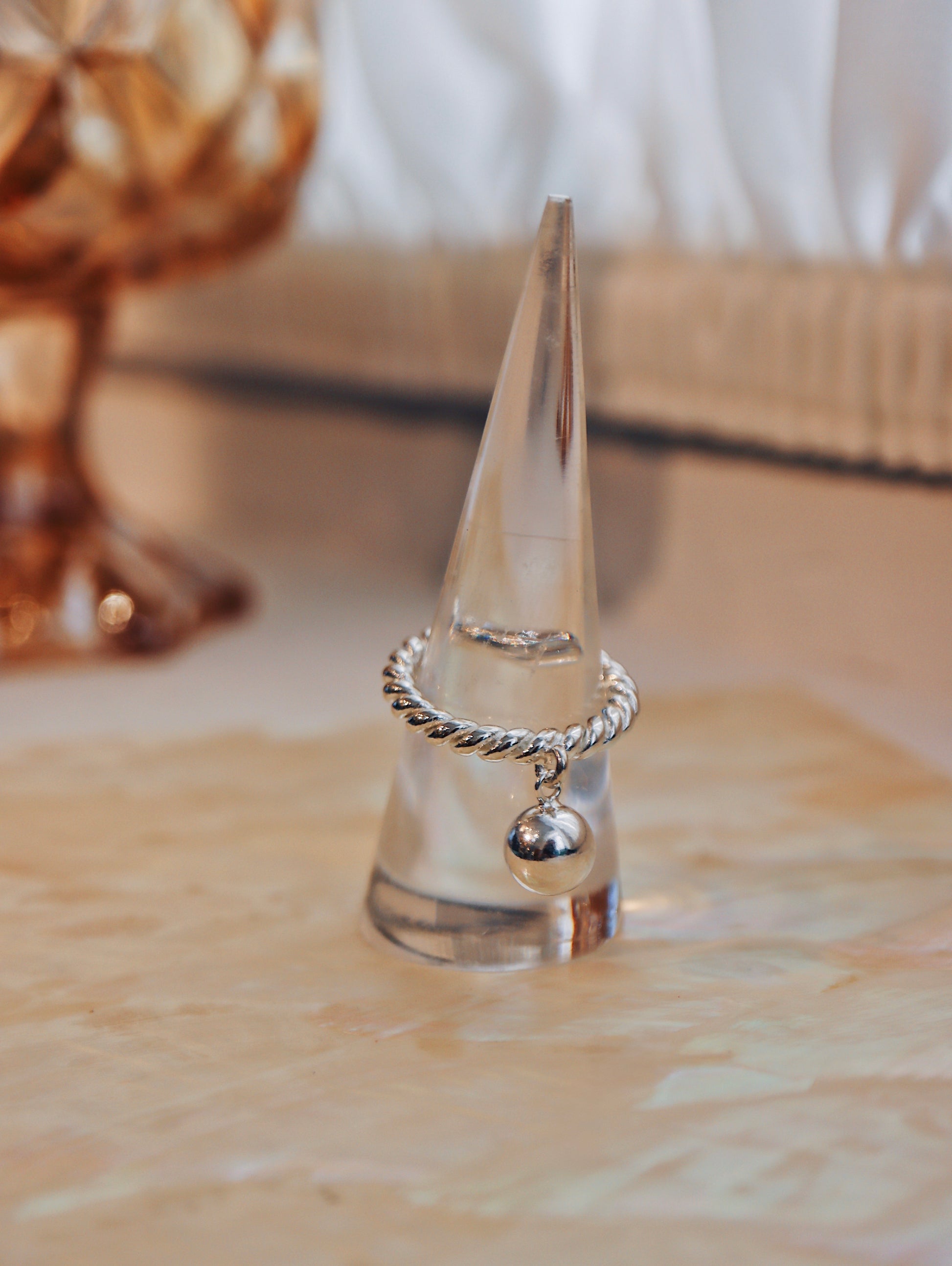 Drop ball 925 silver ring