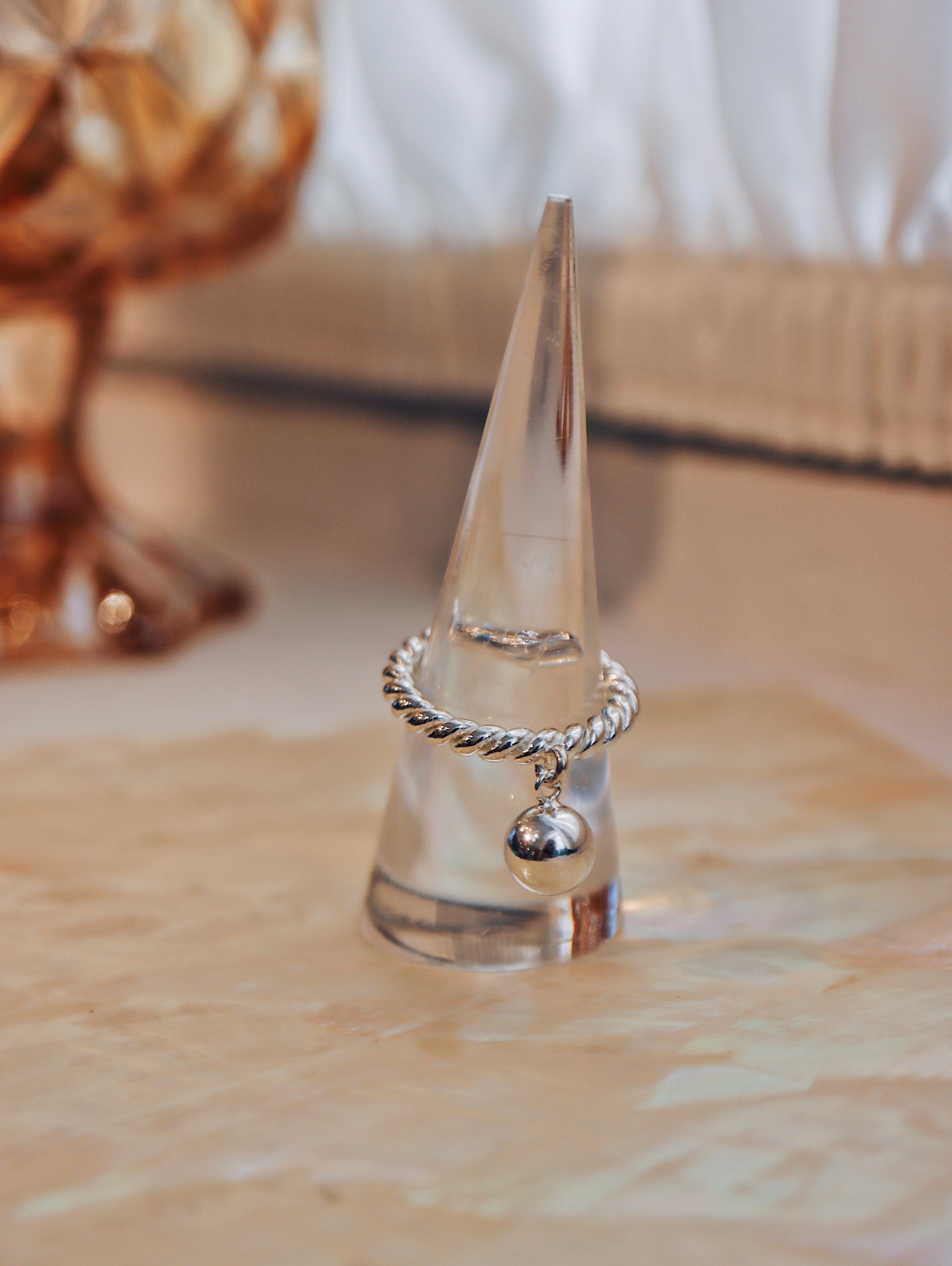 Drop ball 925 silver ring