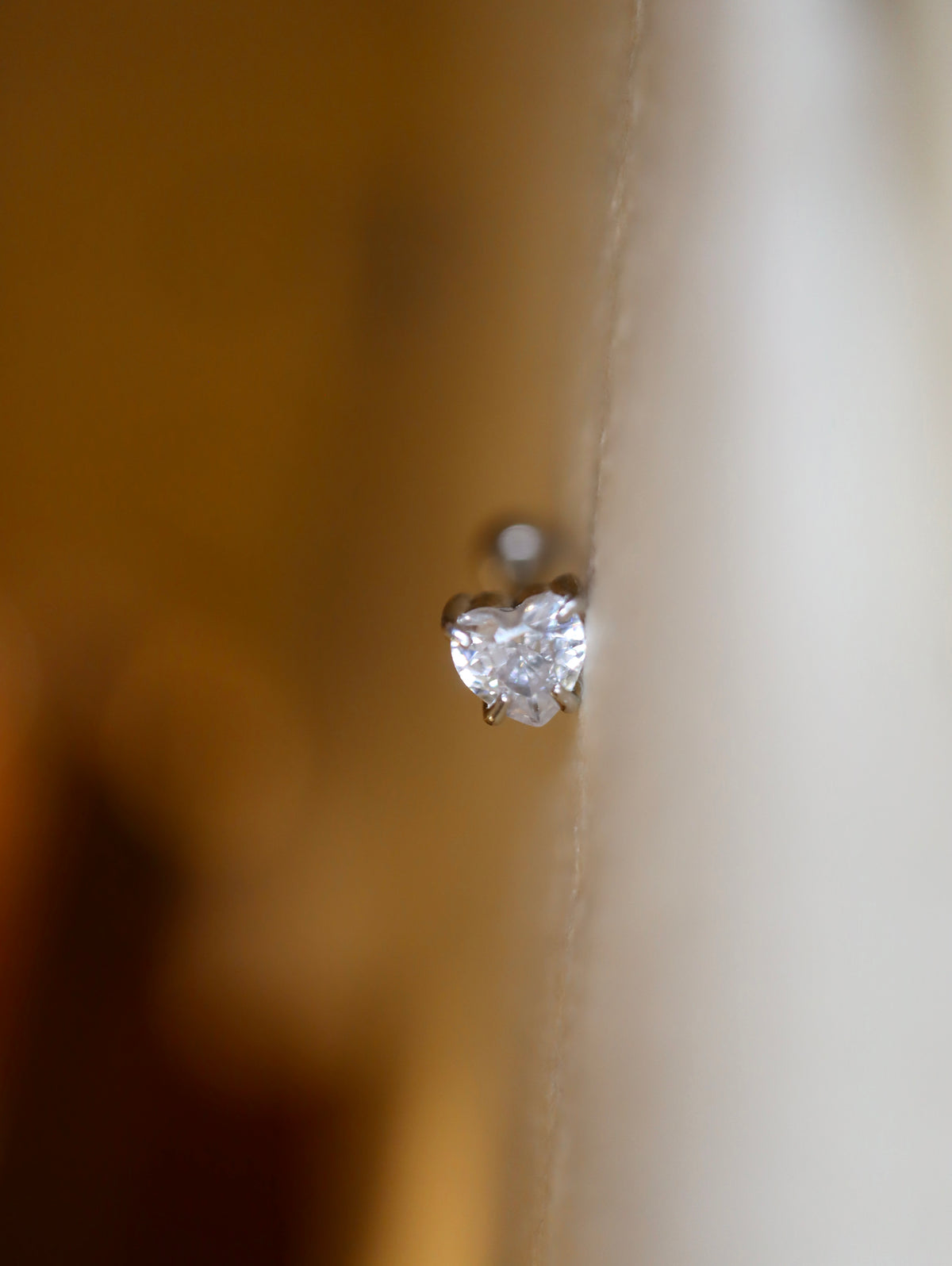 Heart cz 925 silver stud piercing earring (1pc)