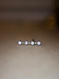 Cz line surgical steel stud piercing earring (1pc)